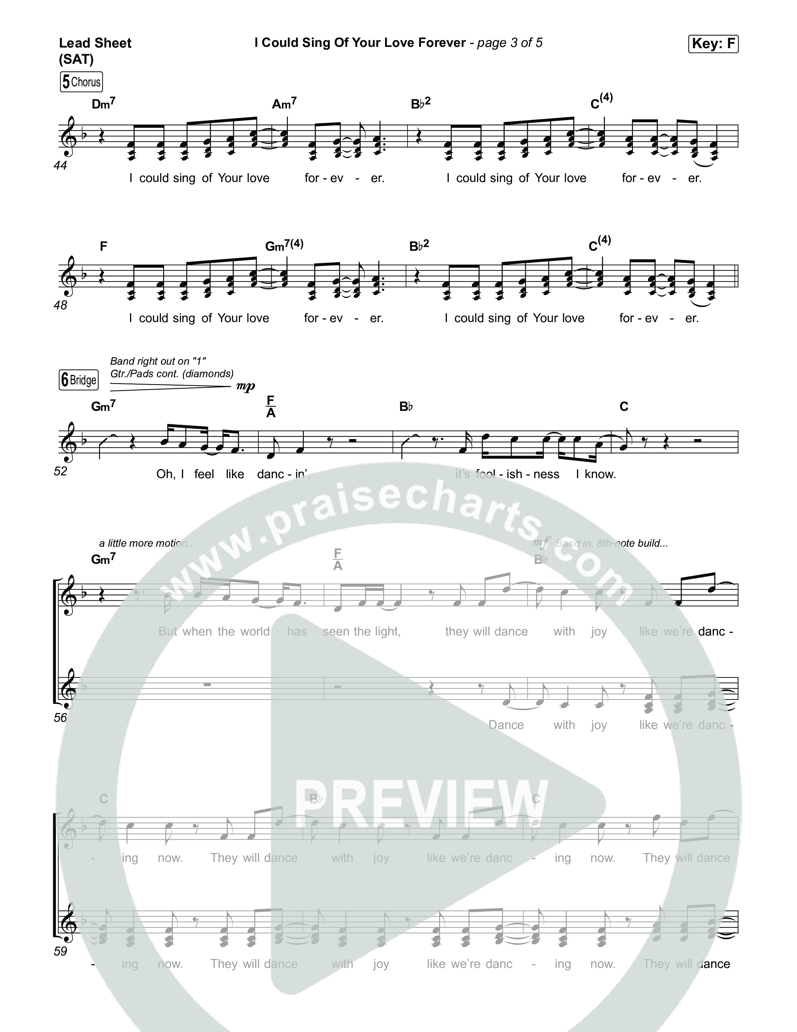 I Could Sing Of Your Love Forever Lead Sheet (SAT) (House Of Worship / Josh Baldwin / Martin Smith)