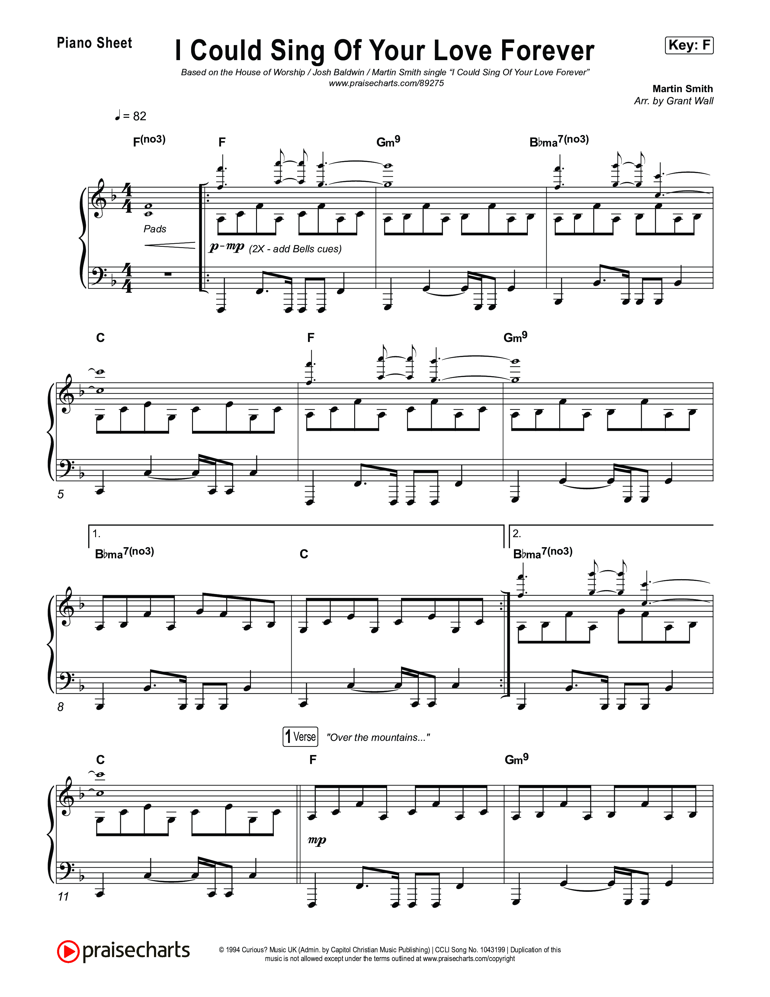 I Could Sing Of Your Love Forever Piano Sheet (House Of Worship / Josh Baldwin / Martin Smith)