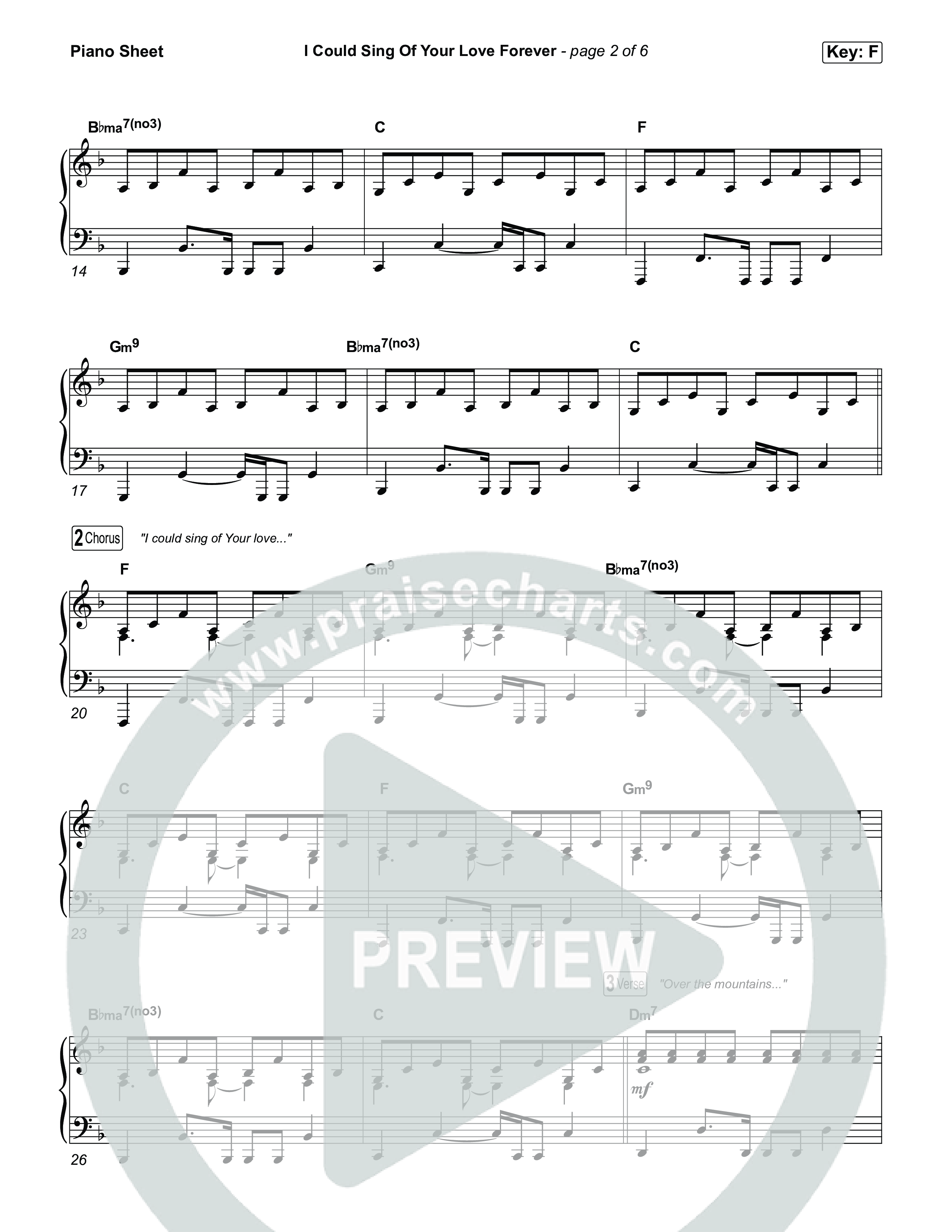 I Could Sing Of Your Love Forever Piano Sheet (House Of Worship / Josh Baldwin / Martin Smith)