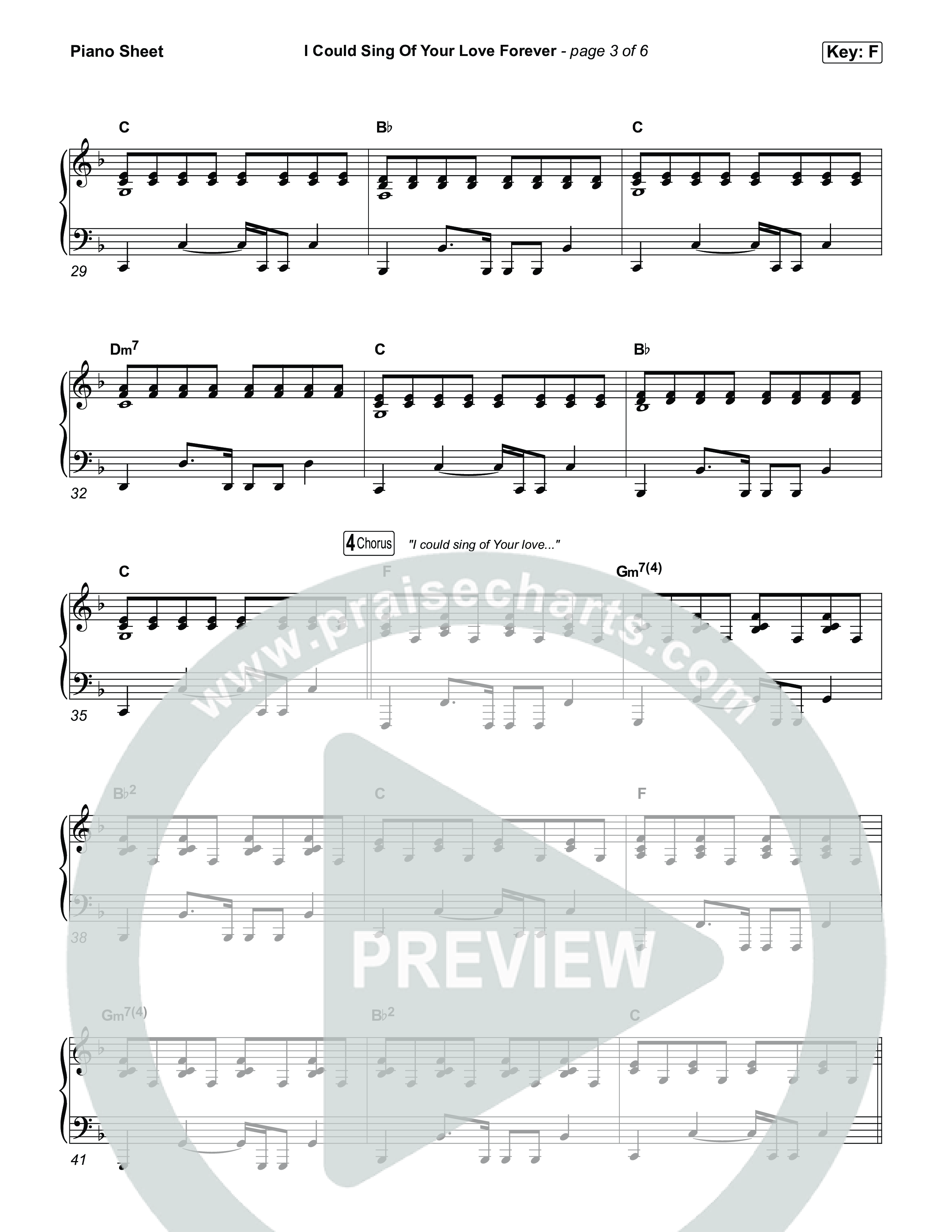 I Could Sing Of Your Love Forever Piano Sheet (House Of Worship / Josh Baldwin / Martin Smith)