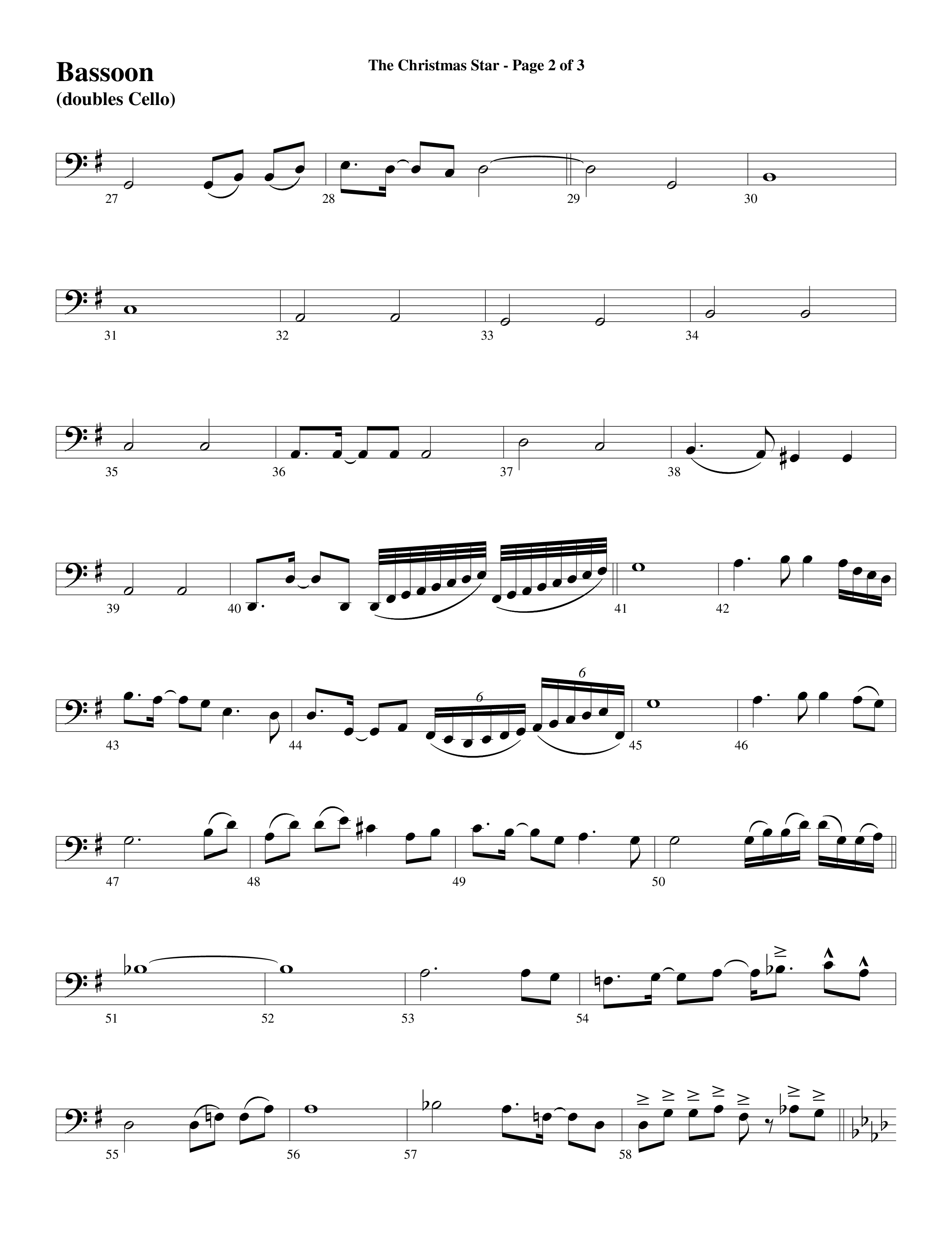 The Christmas Star (Choral Anthem SATB) Bassoon (Word Music Choral / Arr. David Clydesdale)