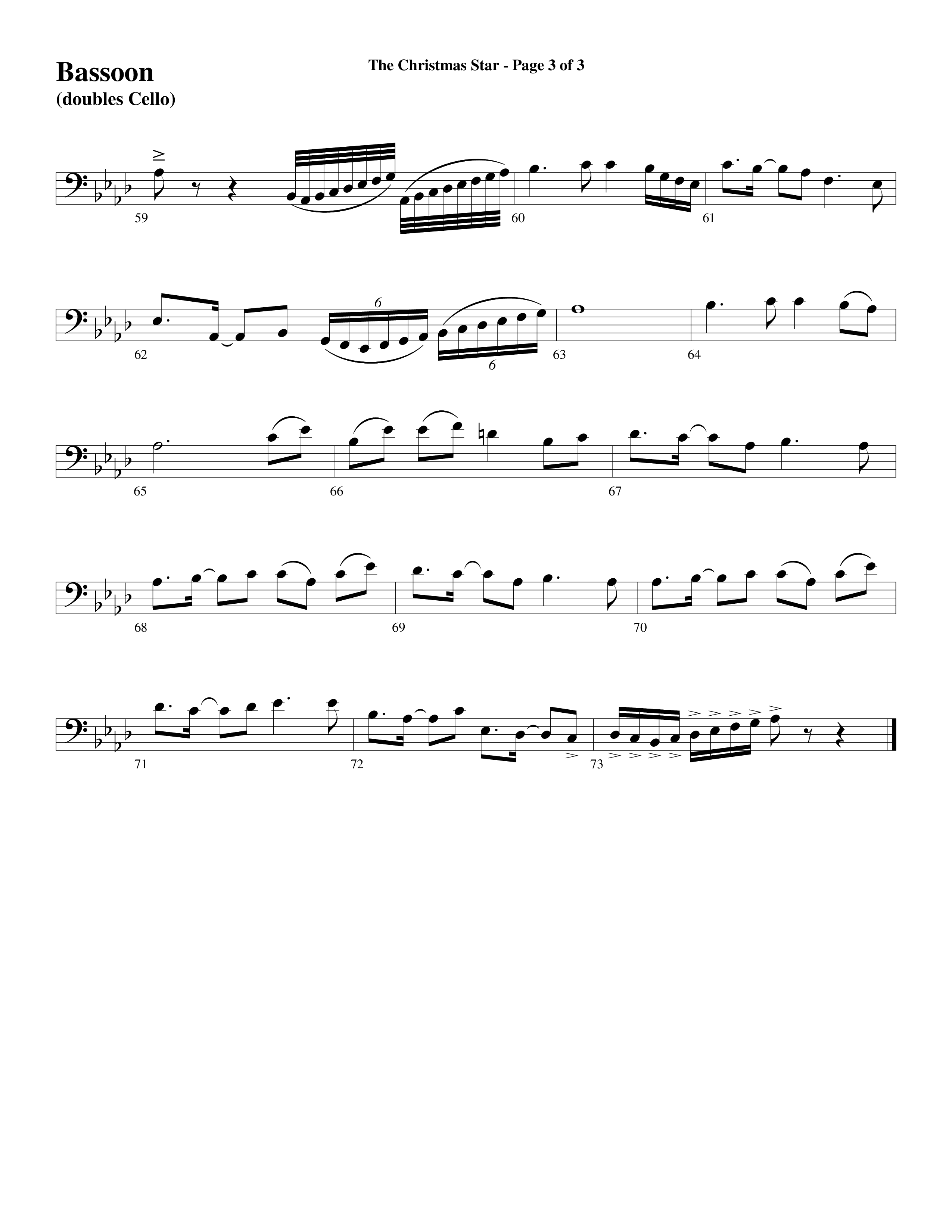 The Christmas Star (Choral Anthem SATB) Bassoon (Word Music Choral / Arr. David Clydesdale)