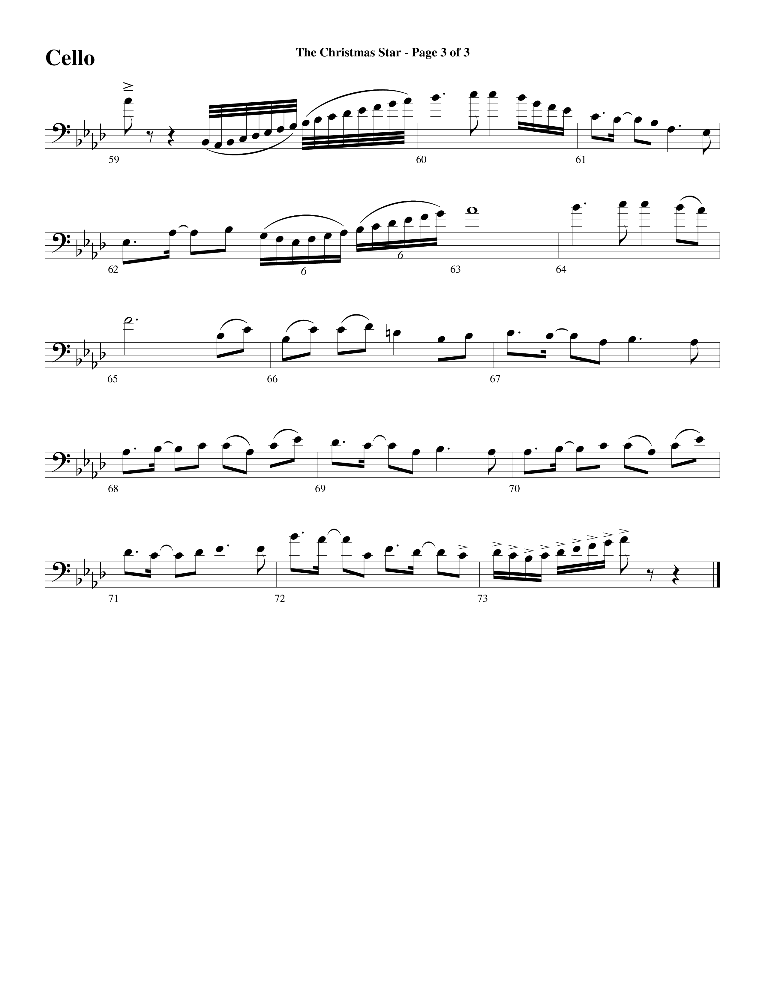 The Christmas Star (Choral Anthem SATB) Cello (Word Music Choral / Arr. David Clydesdale)