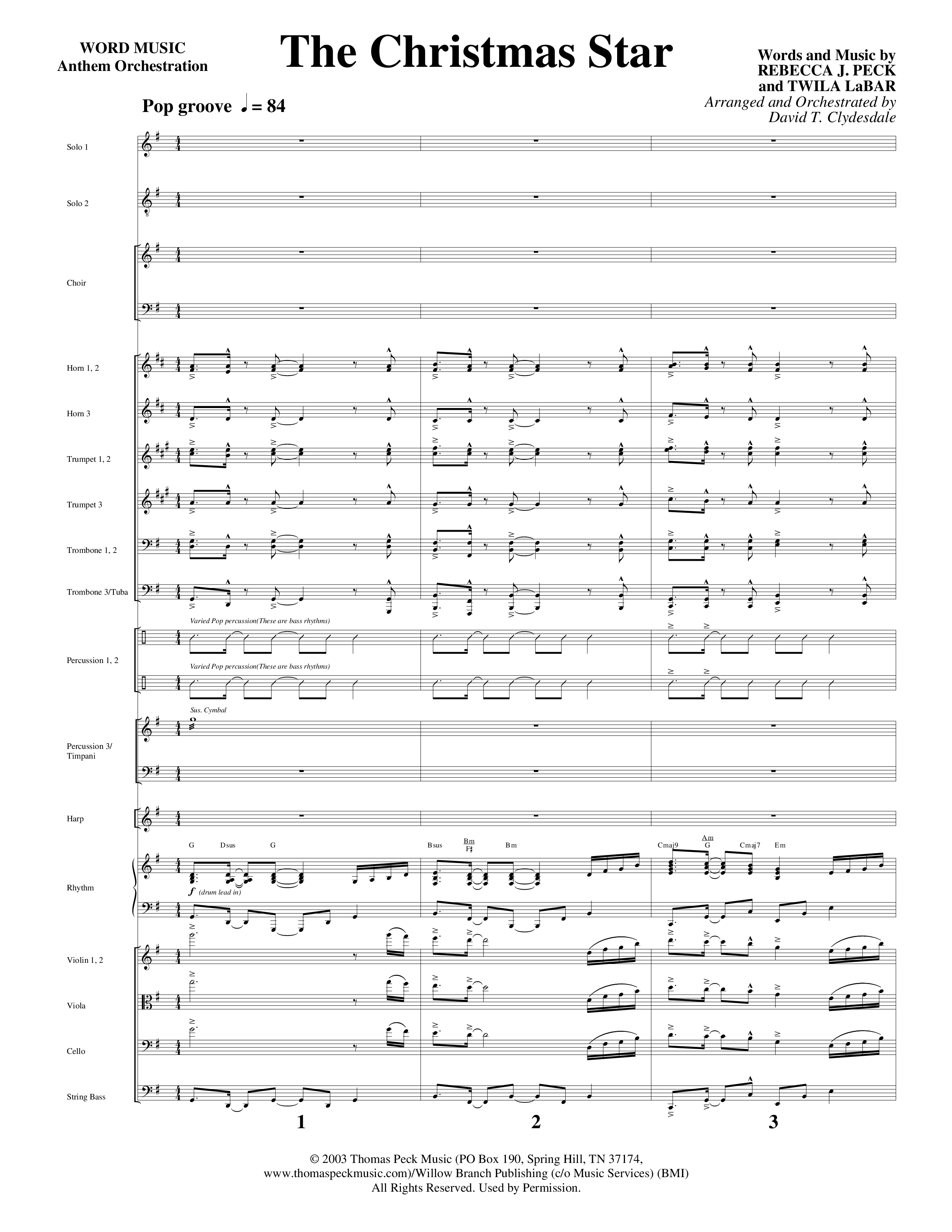 The Christmas Star (Choral Anthem SATB) Orchestration (Word Music Choral / Arr. David Clydesdale)