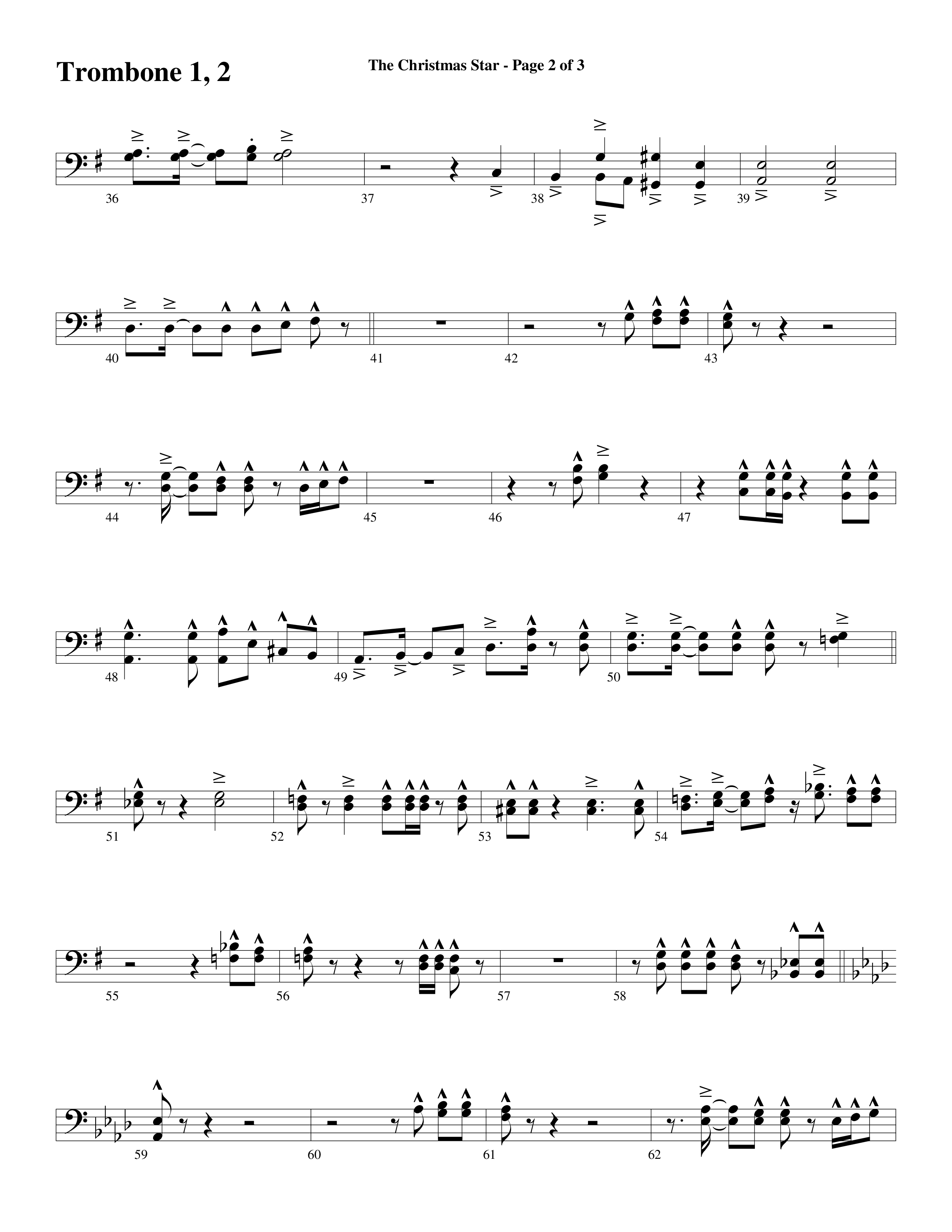The Christmas Star (Choral Anthem SATB) Trombone 1/2 (Word Music Choral / Arr. David Clydesdale)