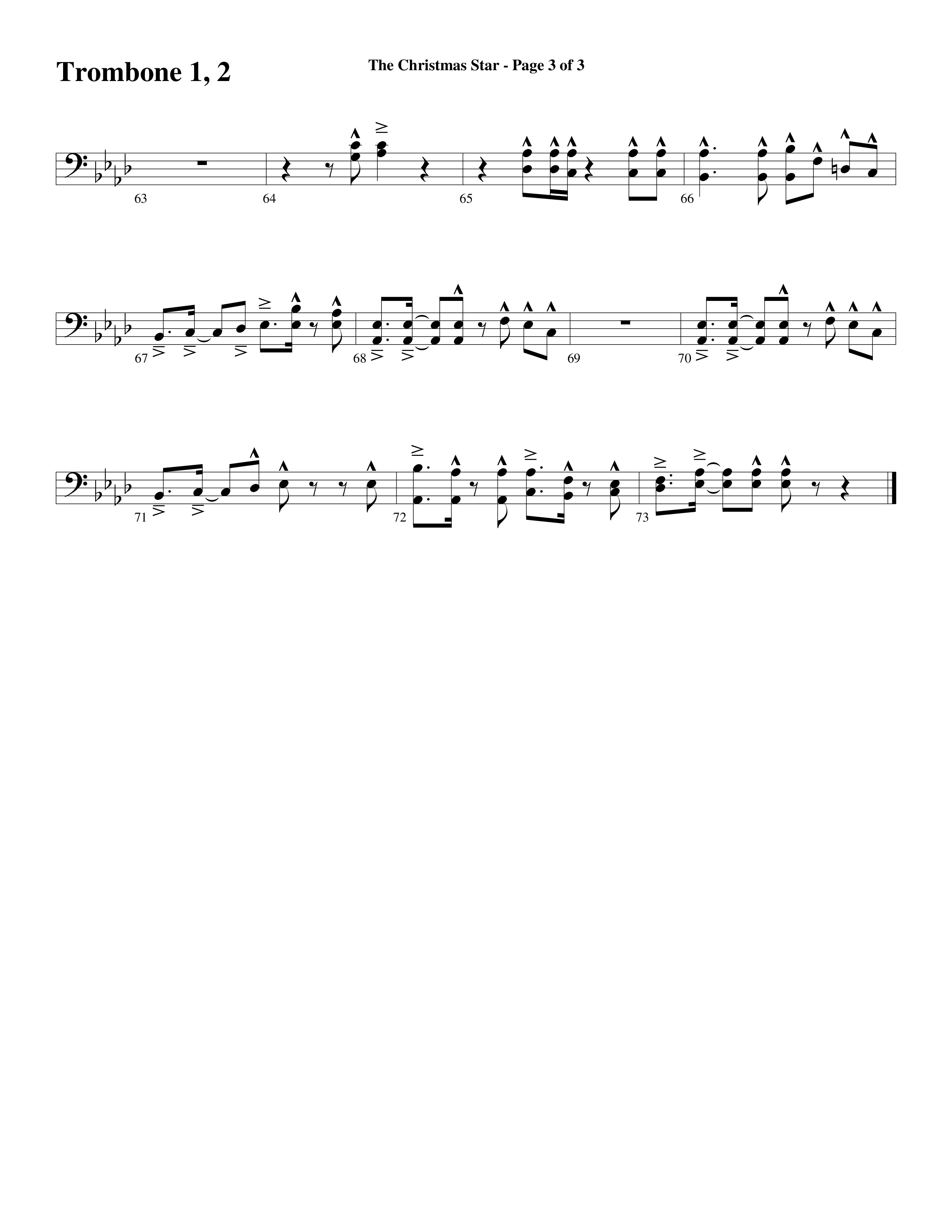 The Christmas Star (Choral Anthem SATB) Trombone 1/2 (Word Music Choral / Arr. David Clydesdale)