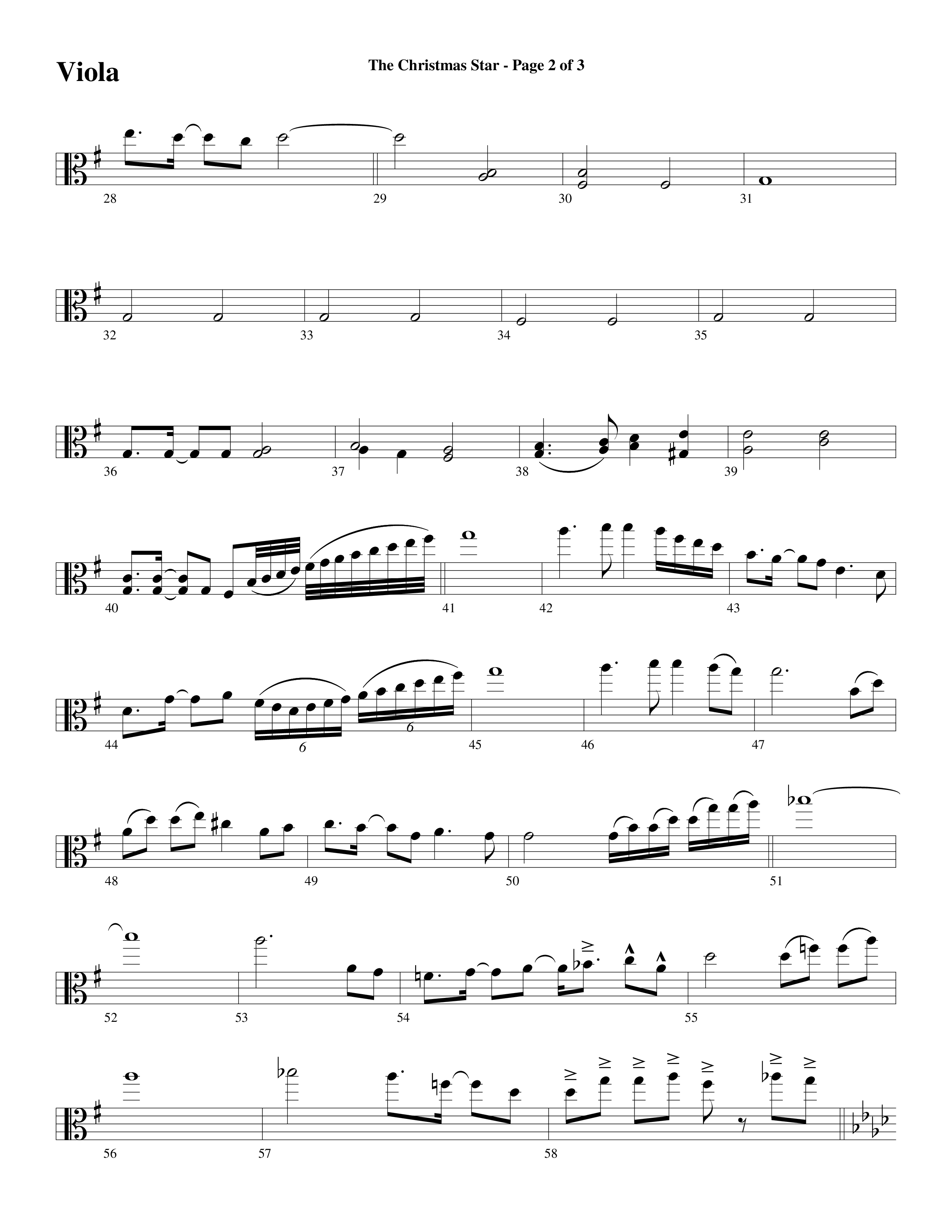 The Christmas Star (Choral Anthem SATB) Viola (Word Music Choral / Arr. David Clydesdale)