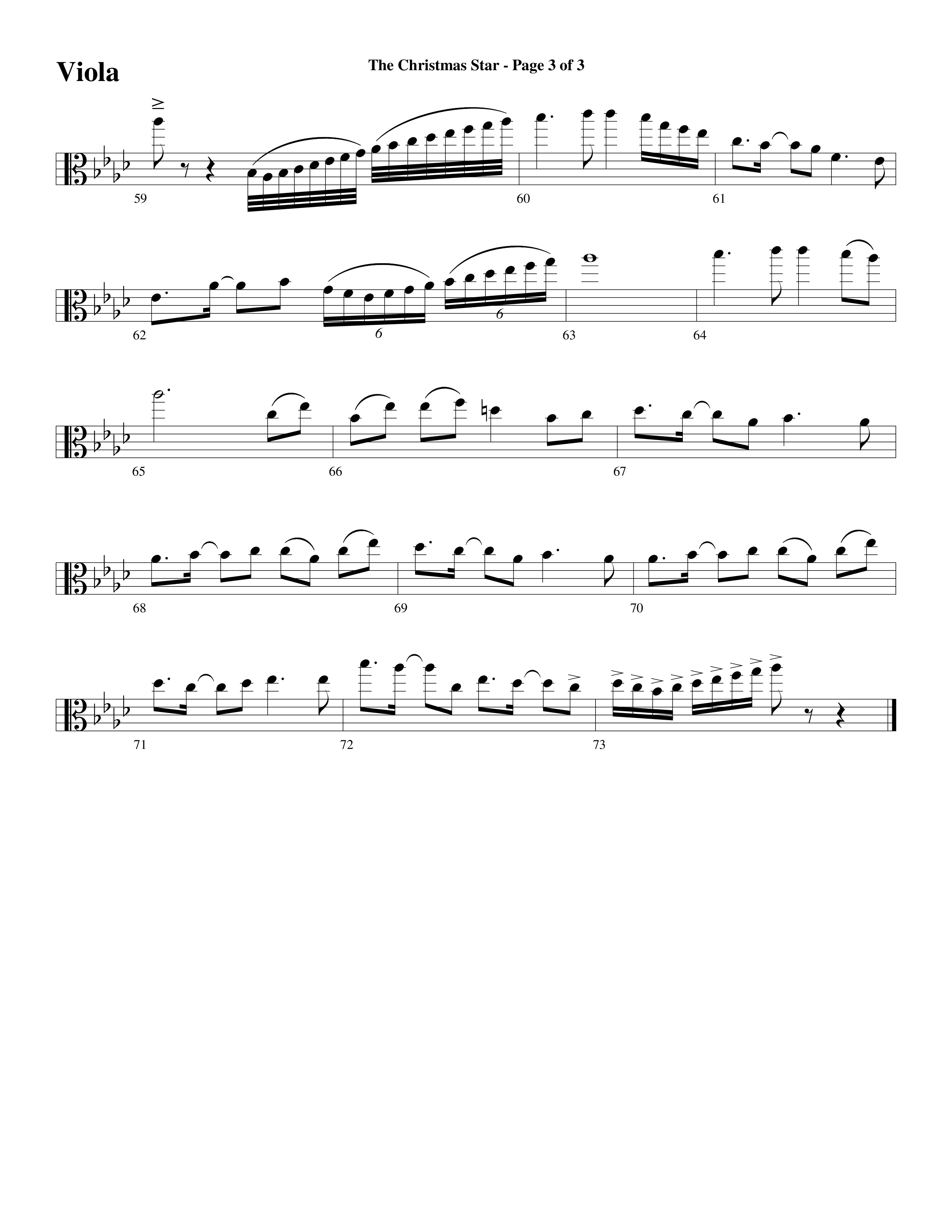 The Christmas Star (Choral Anthem SATB) Viola (Word Music Choral / Arr. David Clydesdale)