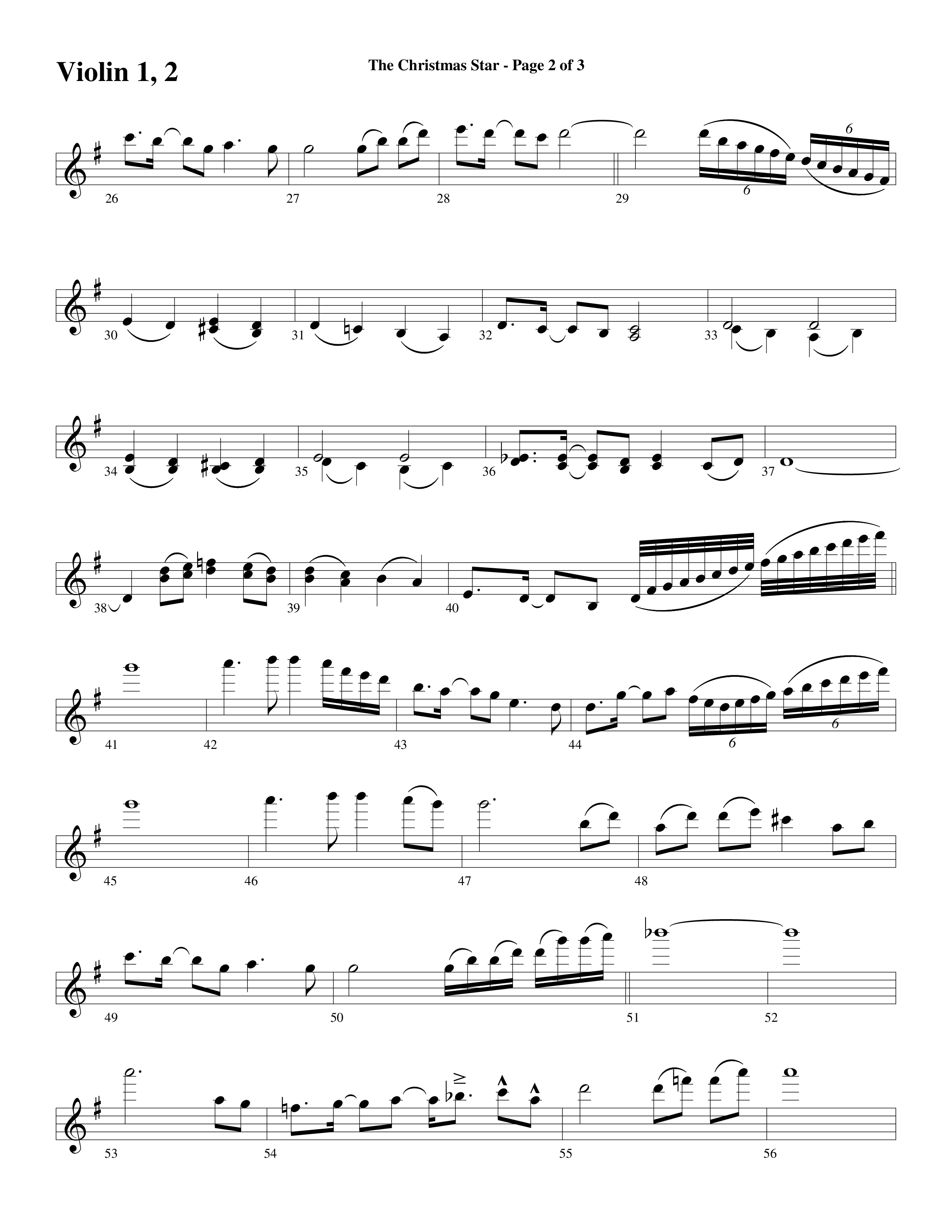 The Christmas Star (Choral Anthem SATB) Violin 1/2 (Word Music Choral / Arr. David Clydesdale)