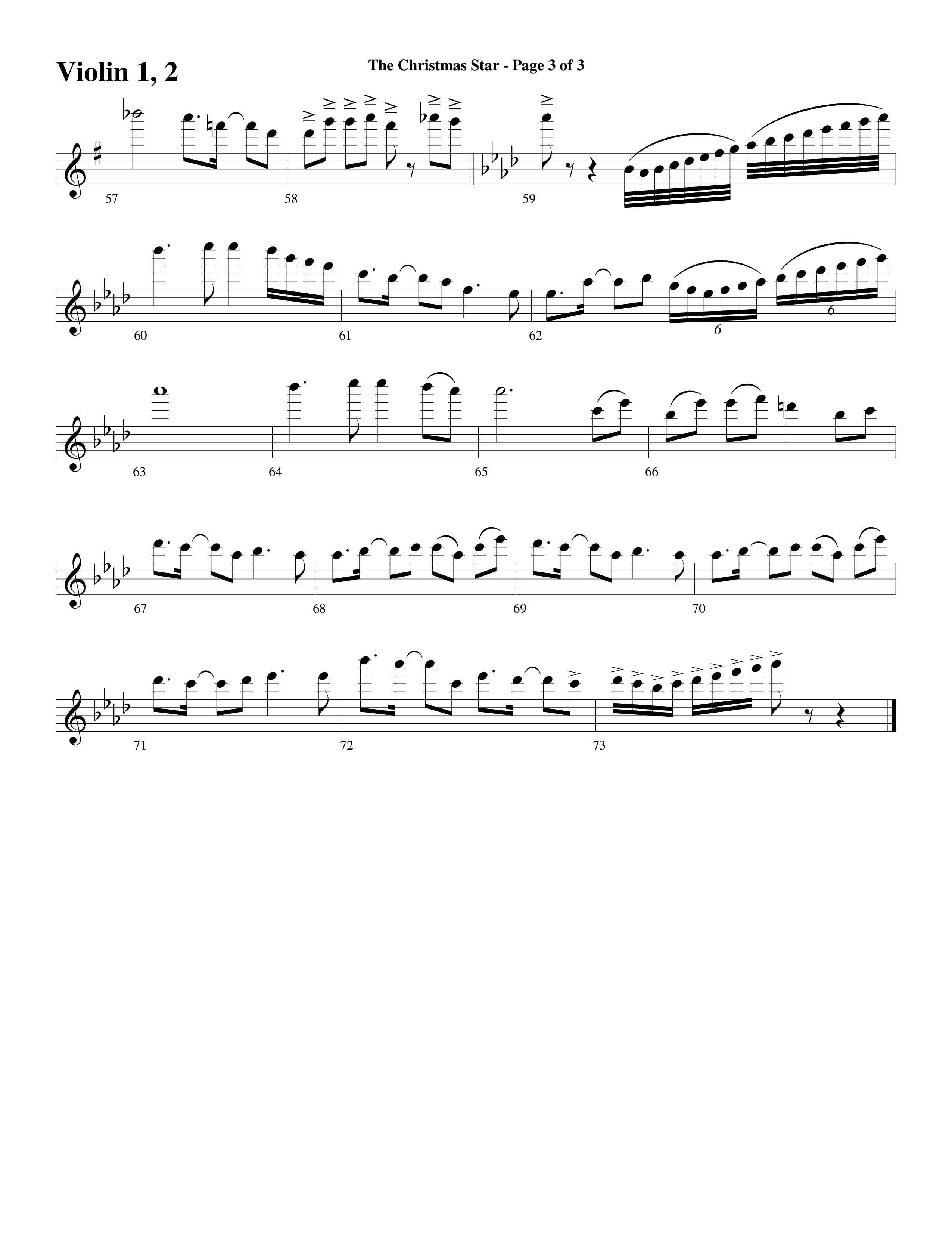 The Christmas Star (Choral Anthem SATB) Violin 1/2 (Word Music Choral / Arr. David Clydesdale)