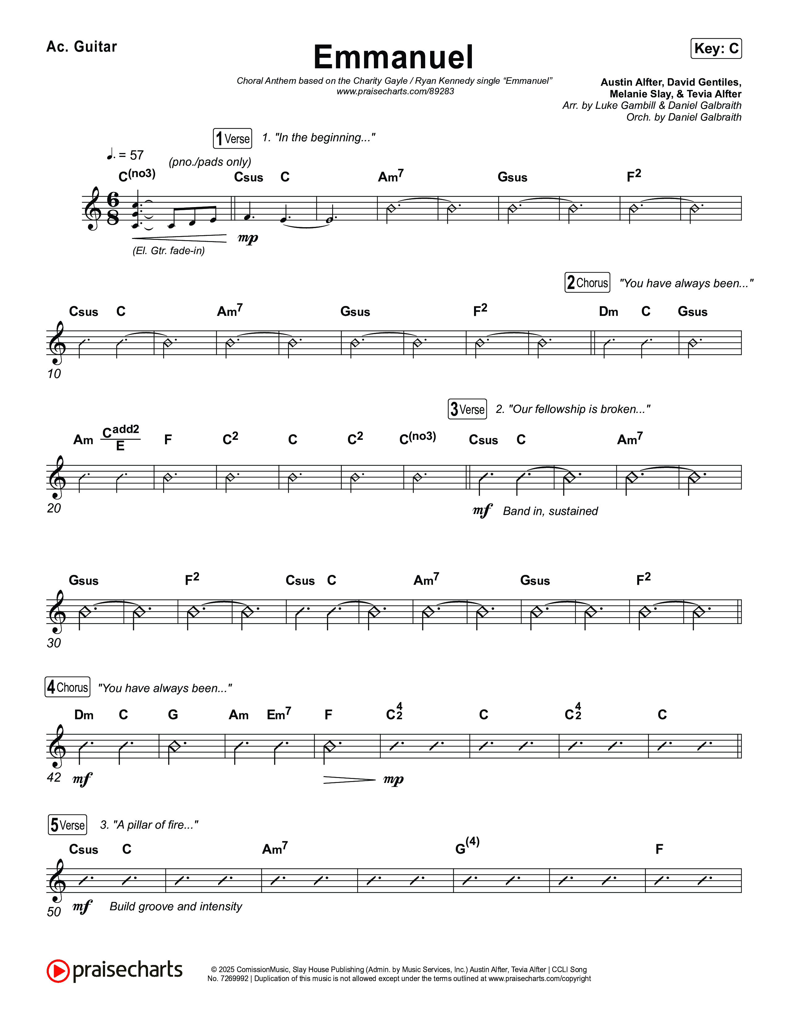 Emmanuel (Choral Anthem SATB) Acoustic Guitar (Charity Gayle / Ryan Kennedy)