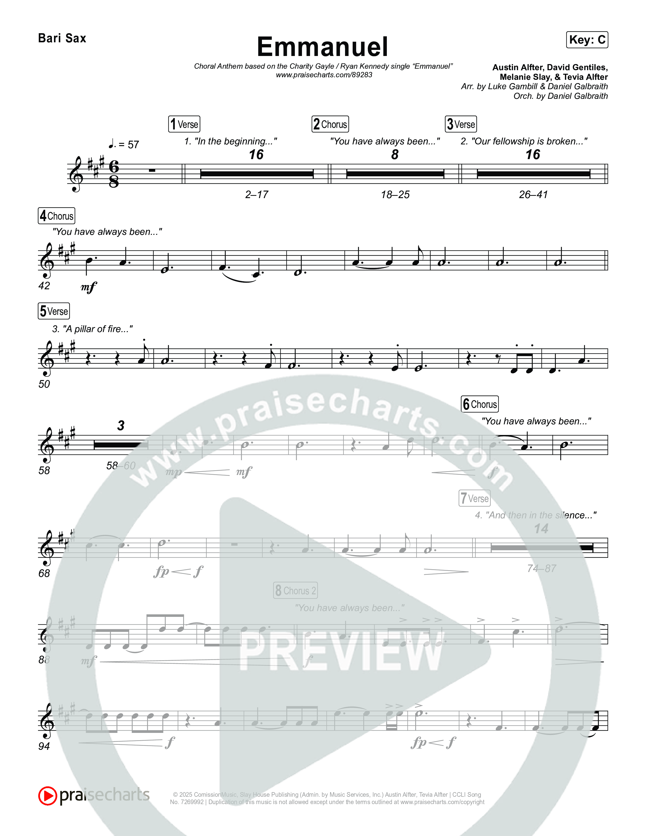 Emmanuel (Choral Anthem SATB) Bari Sax (Charity Gayle / Ryan Kennedy)