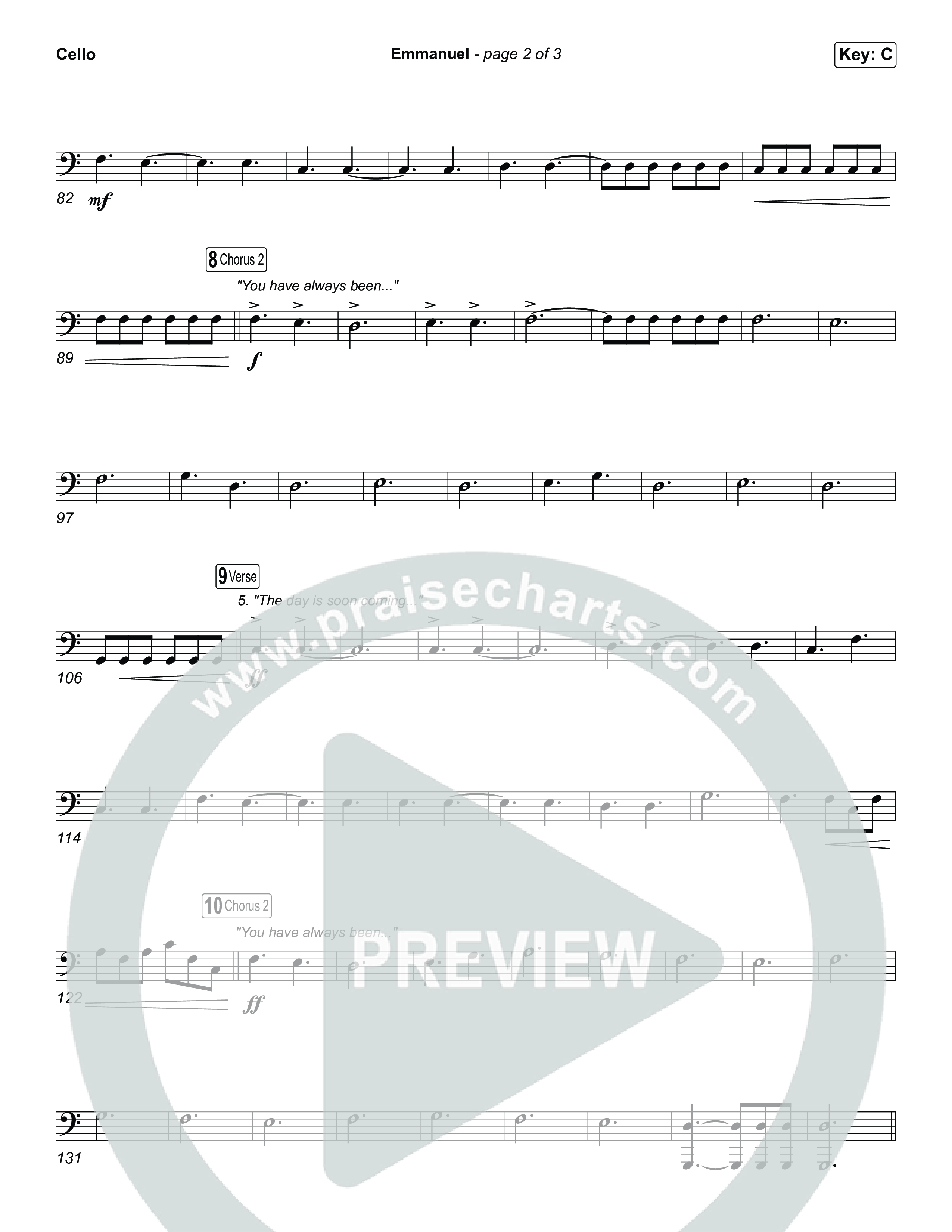 Emmanuel (Choral Anthem SATB) Cello (Charity Gayle / Ryan Kennedy)