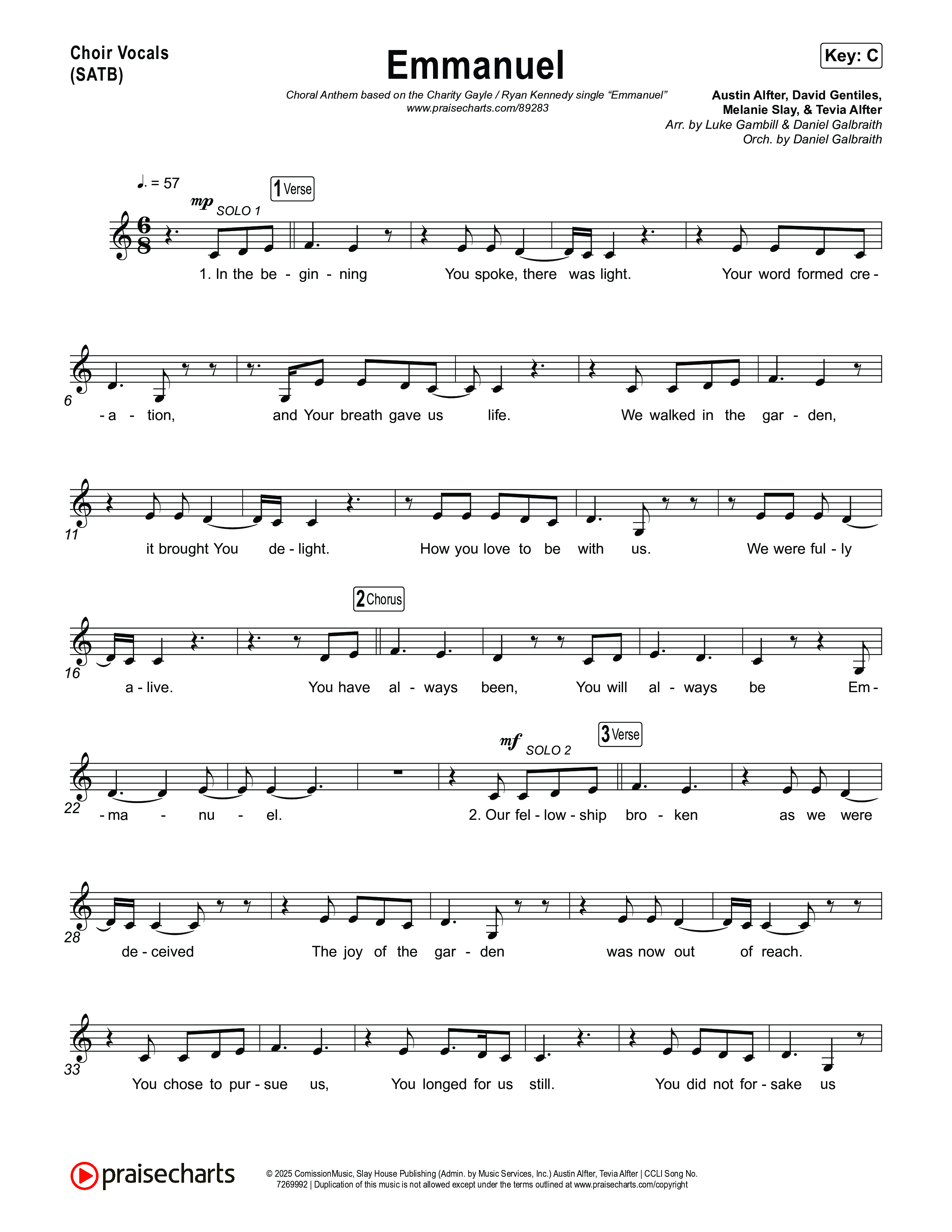 Emmanuel (Choral Anthem SATB) Choir Sheet (SATB) (Charity Gayle / Ryan Kennedy)