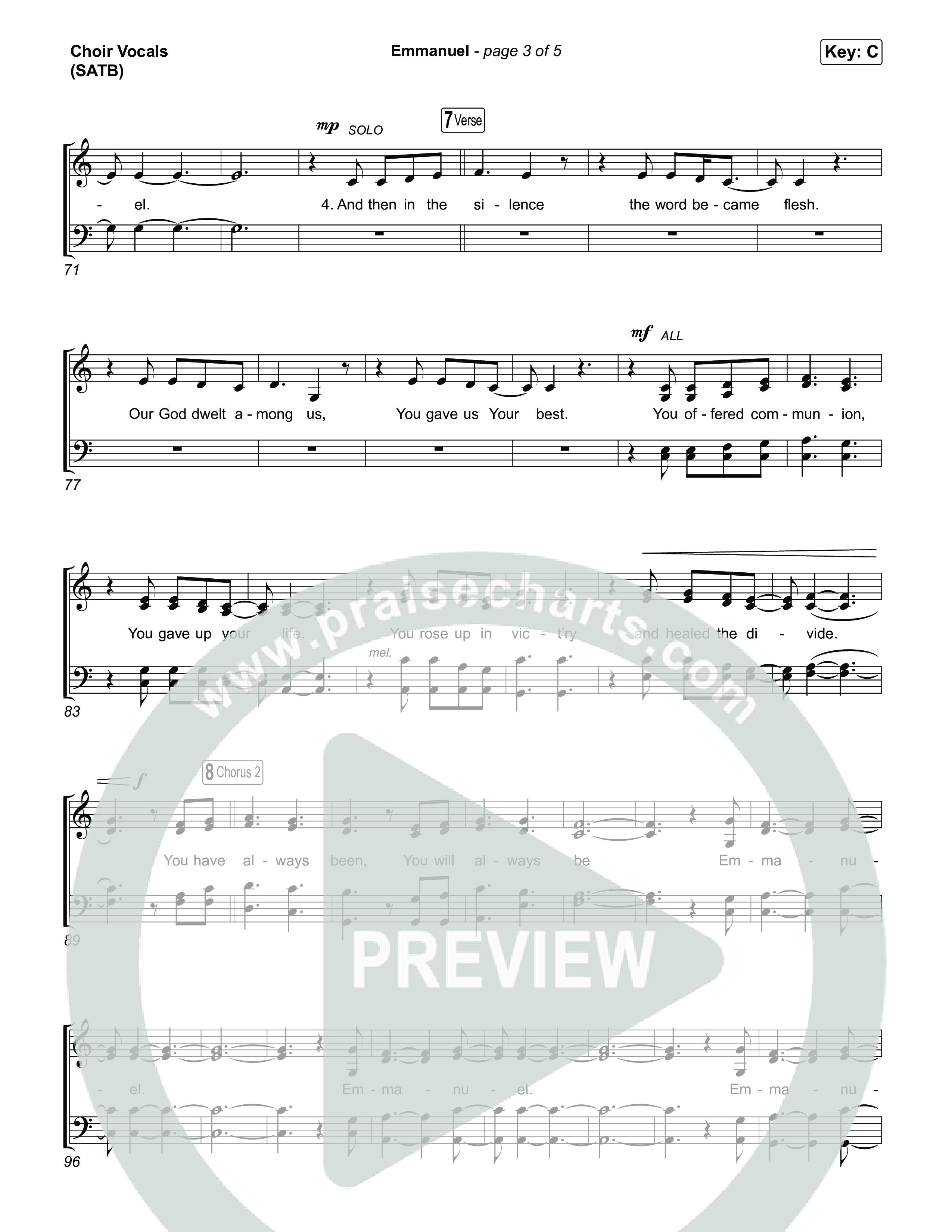 Emmanuel (Choral Anthem SATB) Choir Sheet (SATB) (Charity Gayle / Ryan Kennedy)