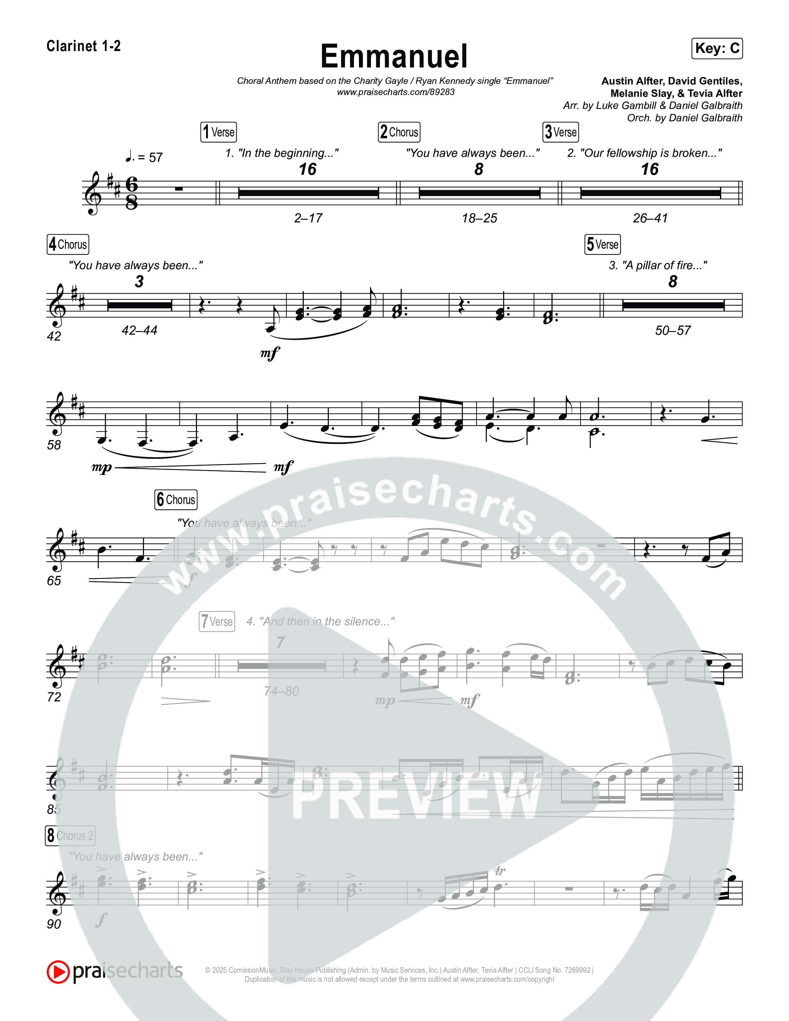 Emmanuel (Choral Anthem SATB) Clarinet 1,2 (Charity Gayle / Ryan Kennedy)