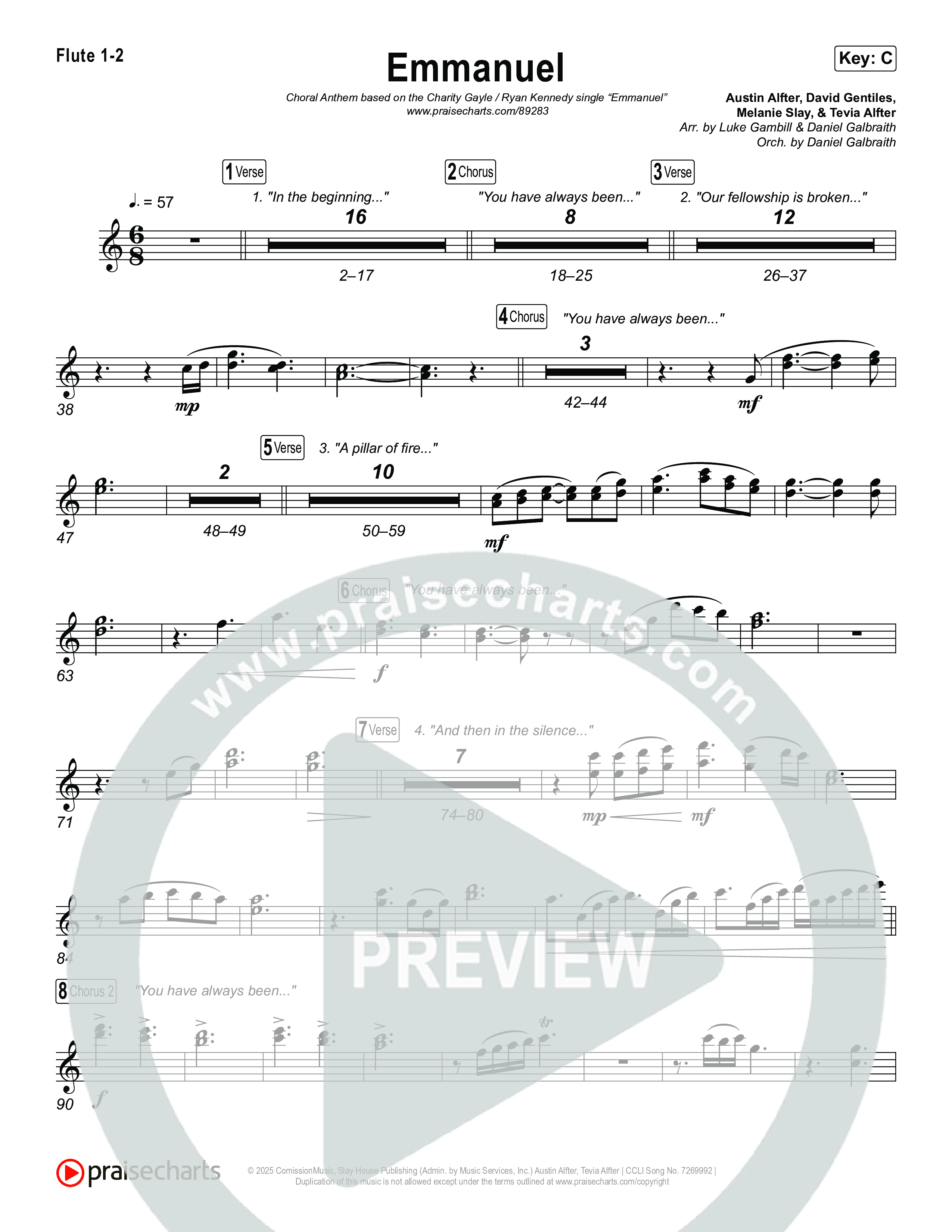 Emmanuel (Choral Anthem SATB) Flute 1,2 (Charity Gayle / Ryan Kennedy)