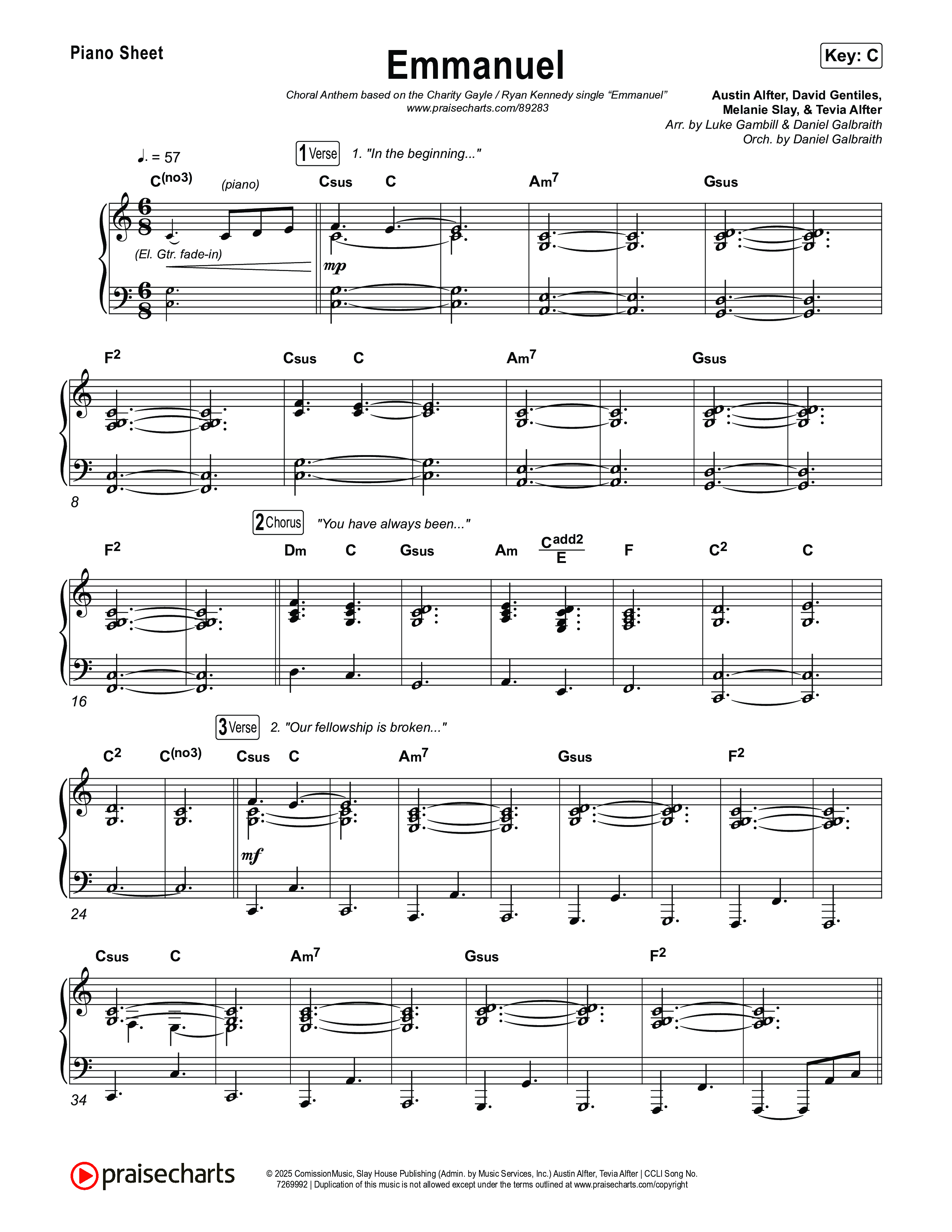 Emmanuel (Choral Anthem SATB) Piano Sheet (Charity Gayle / Ryan Kennedy)
