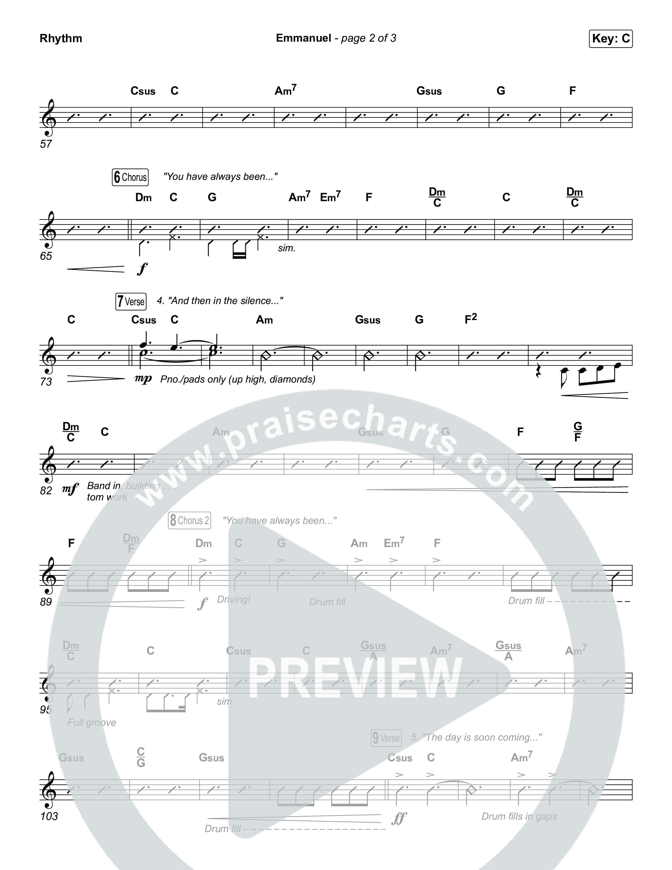 Emmanuel (Choral Anthem SATB) Rhythm Chart (Charity Gayle / Ryan Kennedy)