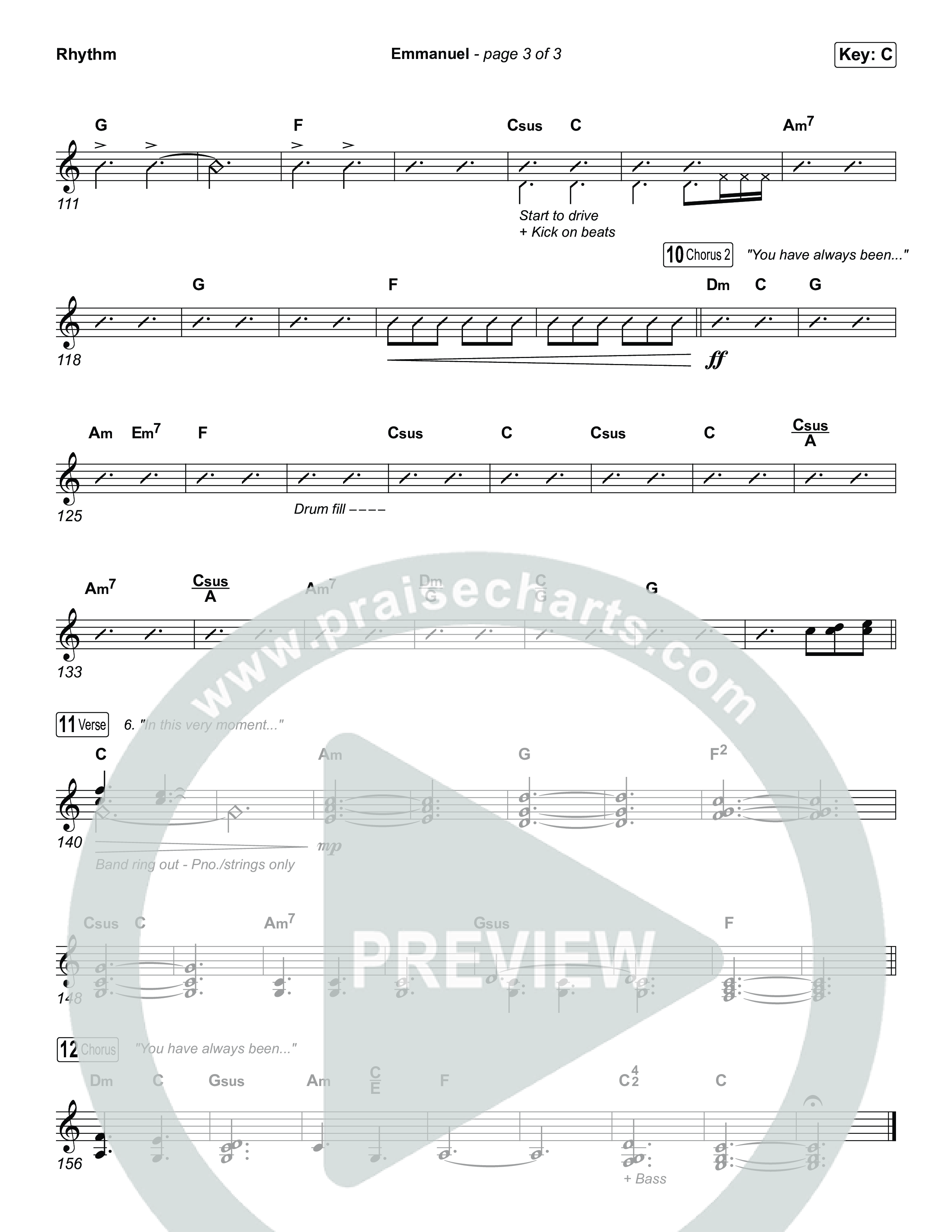 Emmanuel (Choral Anthem SATB) Rhythm Chart (Charity Gayle / Ryan Kennedy)
