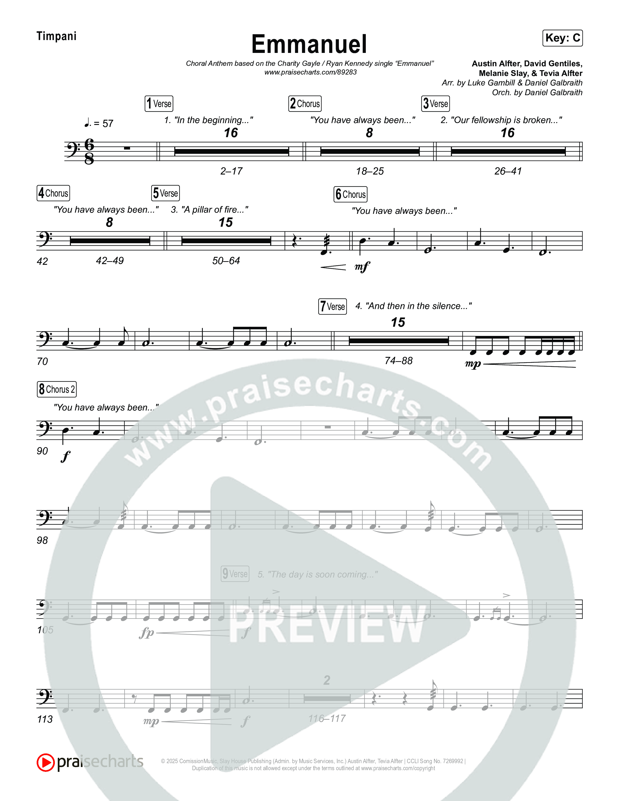 Emmanuel (Choral Anthem SATB) Timpani (Charity Gayle / Ryan Kennedy)