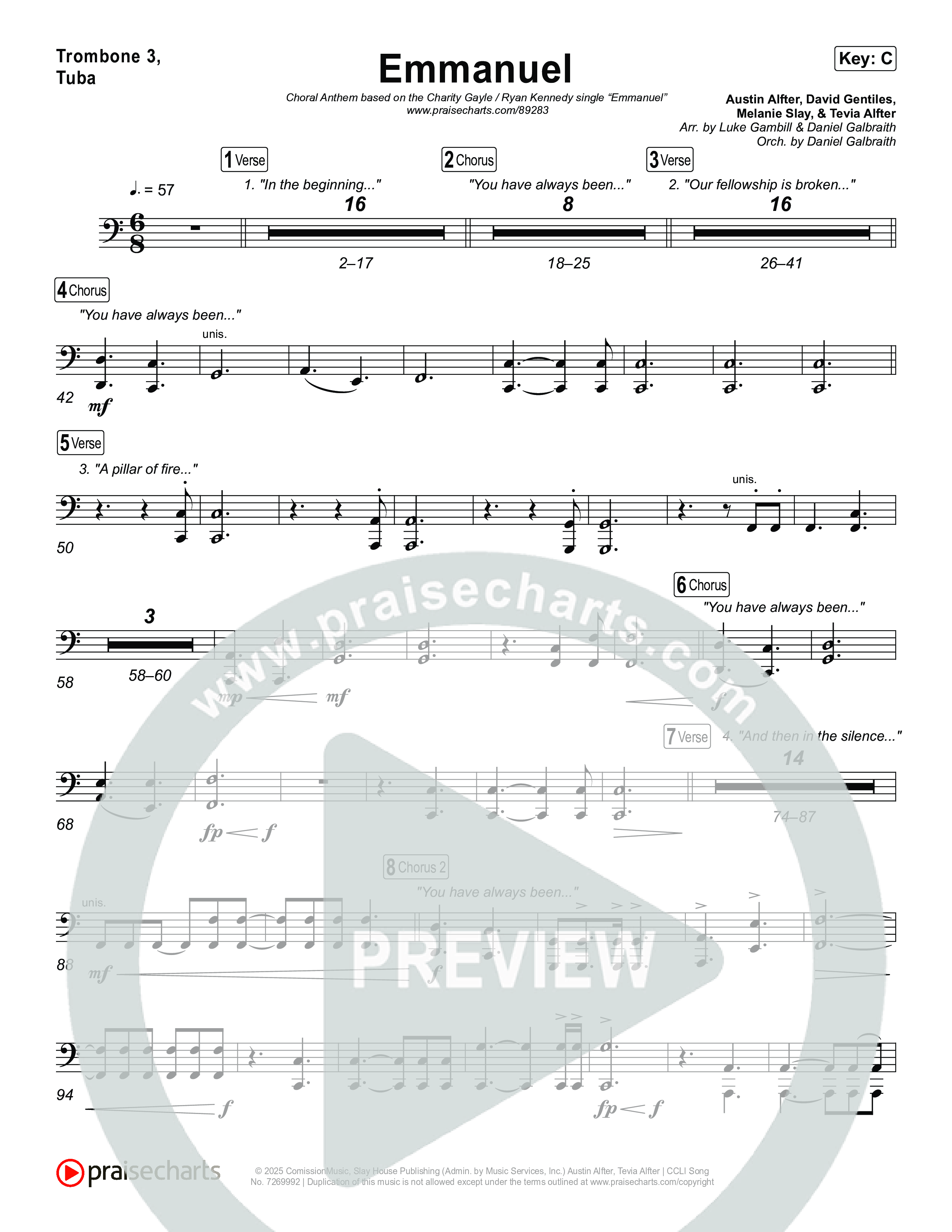 Emmanuel (Choral Anthem SATB) Trombone 1,2 (Charity Gayle / Ryan Kennedy)