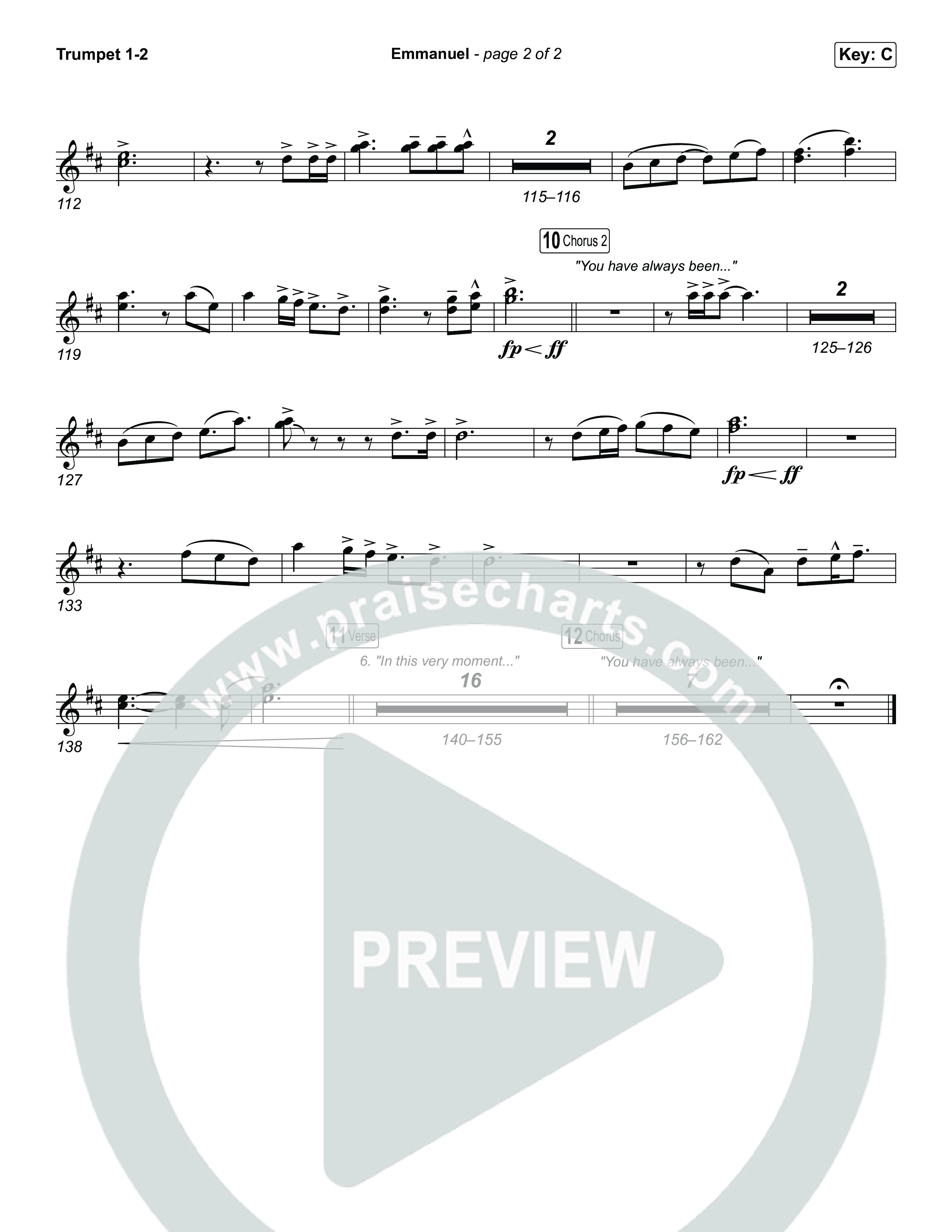 Emmanuel (Choral Anthem SATB) Trumpet 1,2 (Charity Gayle / Ryan Kennedy)