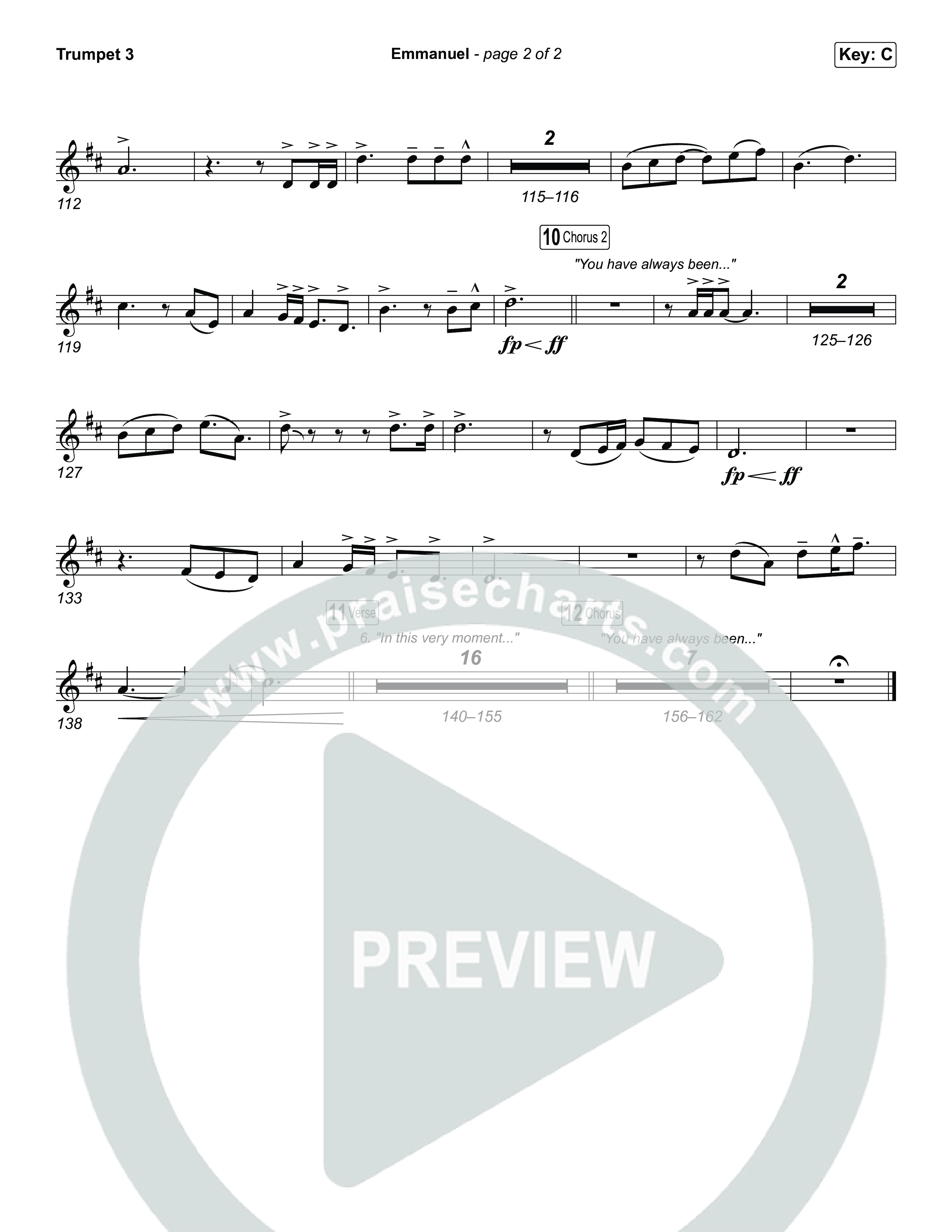 Emmanuel (Choral Anthem SATB) Trumpet 3 (Charity Gayle / Ryan Kennedy)