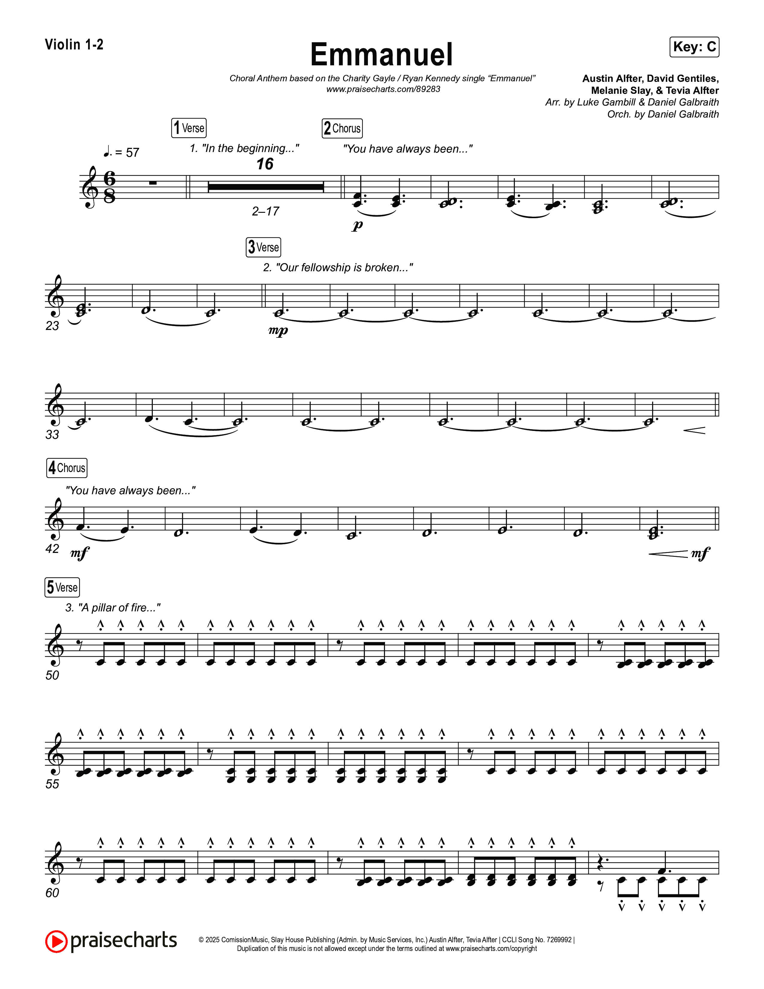 Emmanuel (Choral Anthem SATB) String Pack (Charity Gayle / Ryan Kennedy)