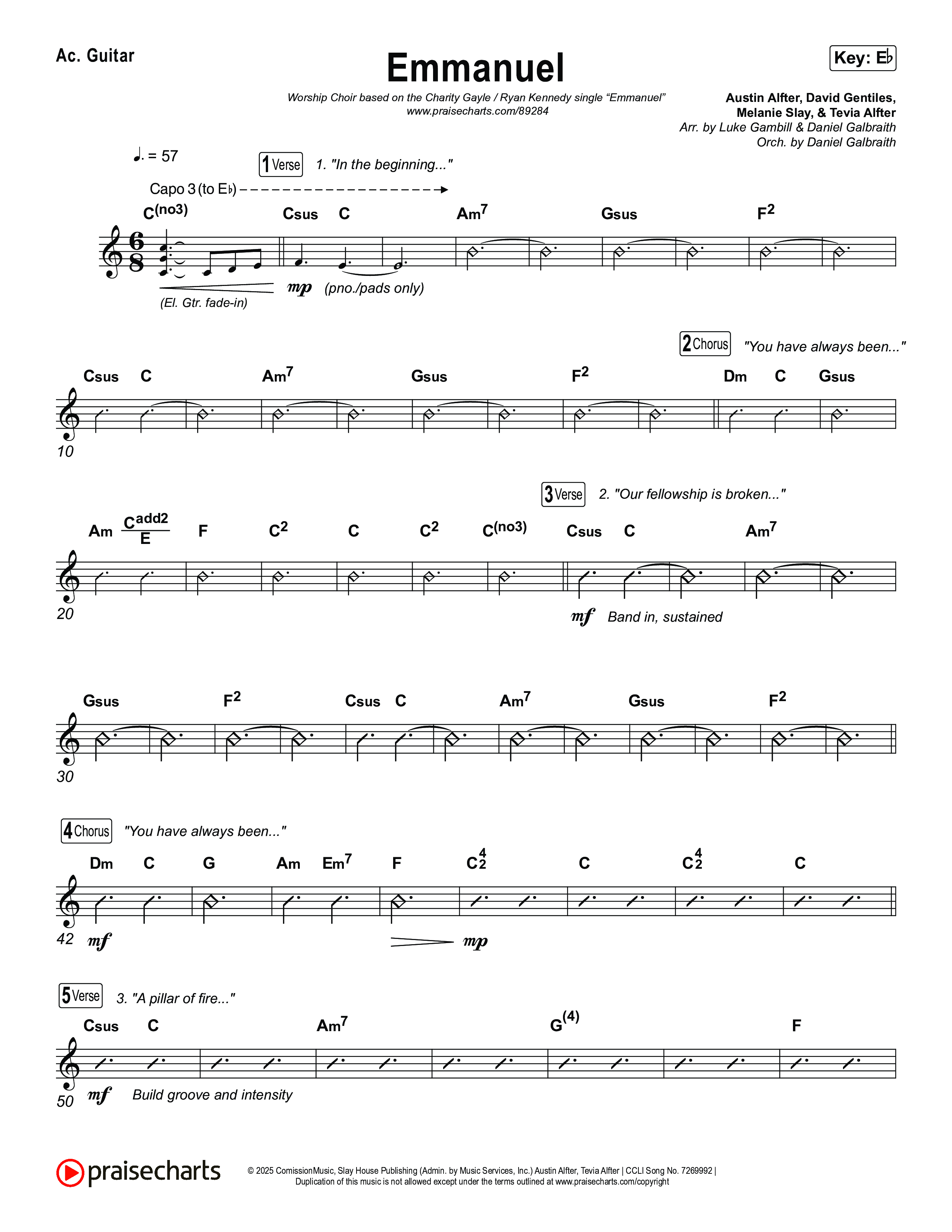 Emmanuel (Worship Choir/SAB) Acoustic Guitar (Charity Gayle / Ryan Kennedy / Arr. Luke Gambill)