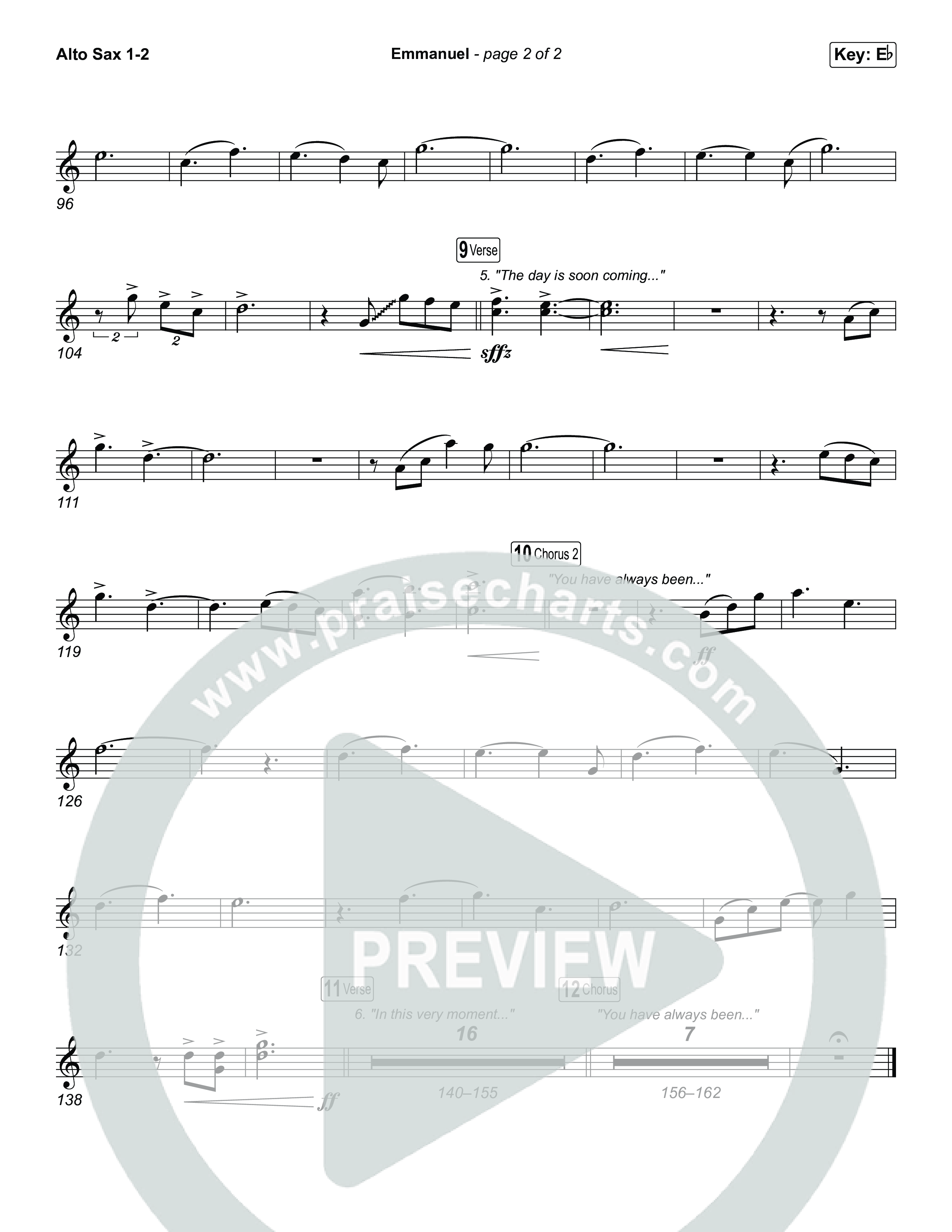 Emmanuel (Worship Choir/SAB) Alto Sax 1/2 (Charity Gayle / Ryan Kennedy / Arr. Luke Gambill)