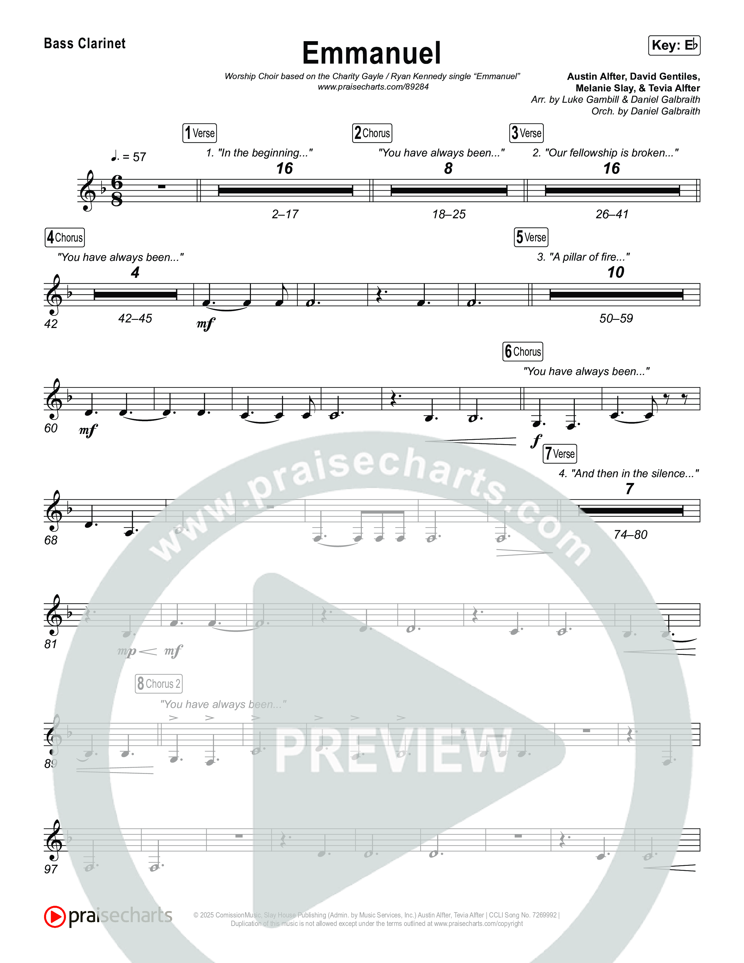 Emmanuel (Worship Choir/SAB) Bass Clarinet (Charity Gayle / Ryan Kennedy / Arr. Luke Gambill)