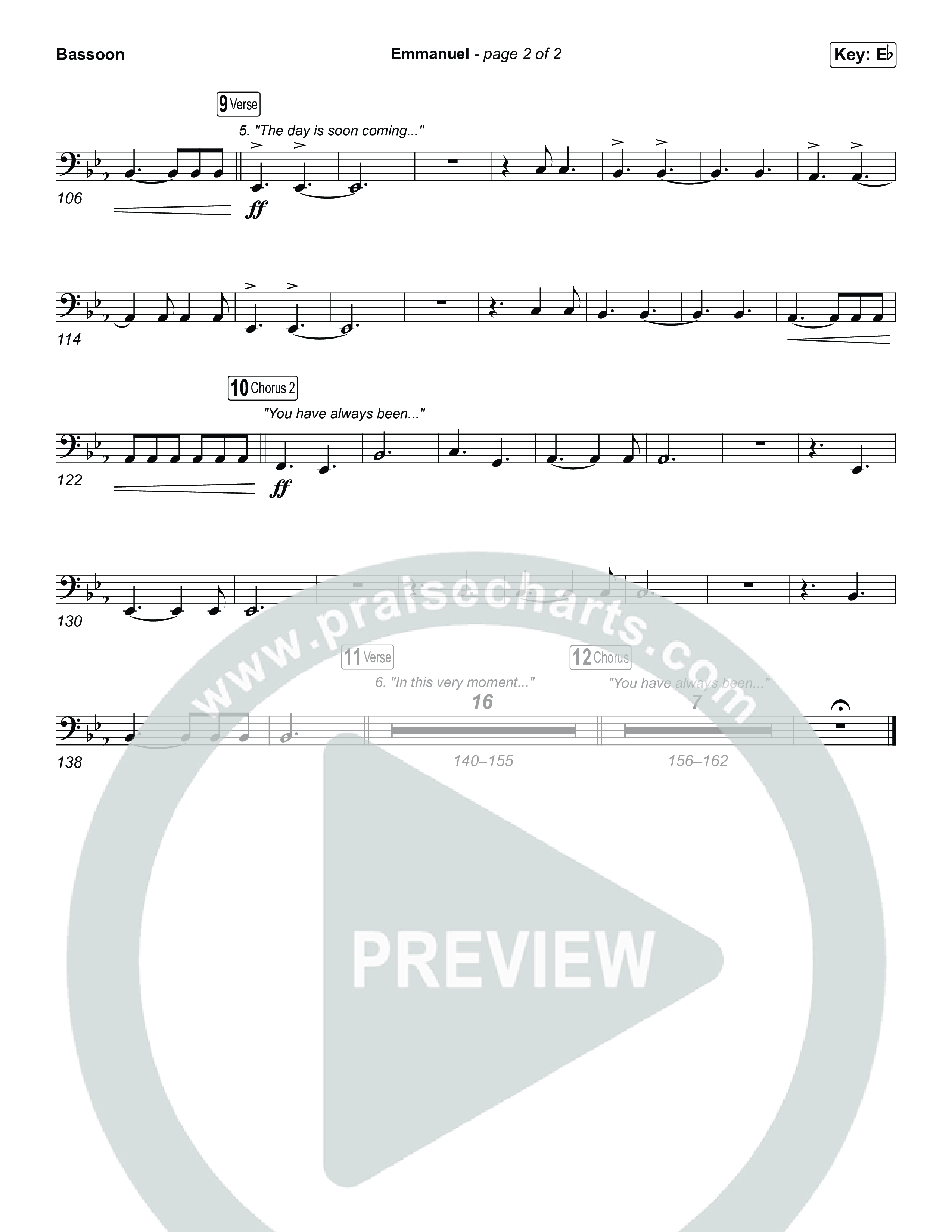 Emmanuel (Worship Choir/SAB) Bassoon (Charity Gayle / Ryan Kennedy / Arr. Luke Gambill)