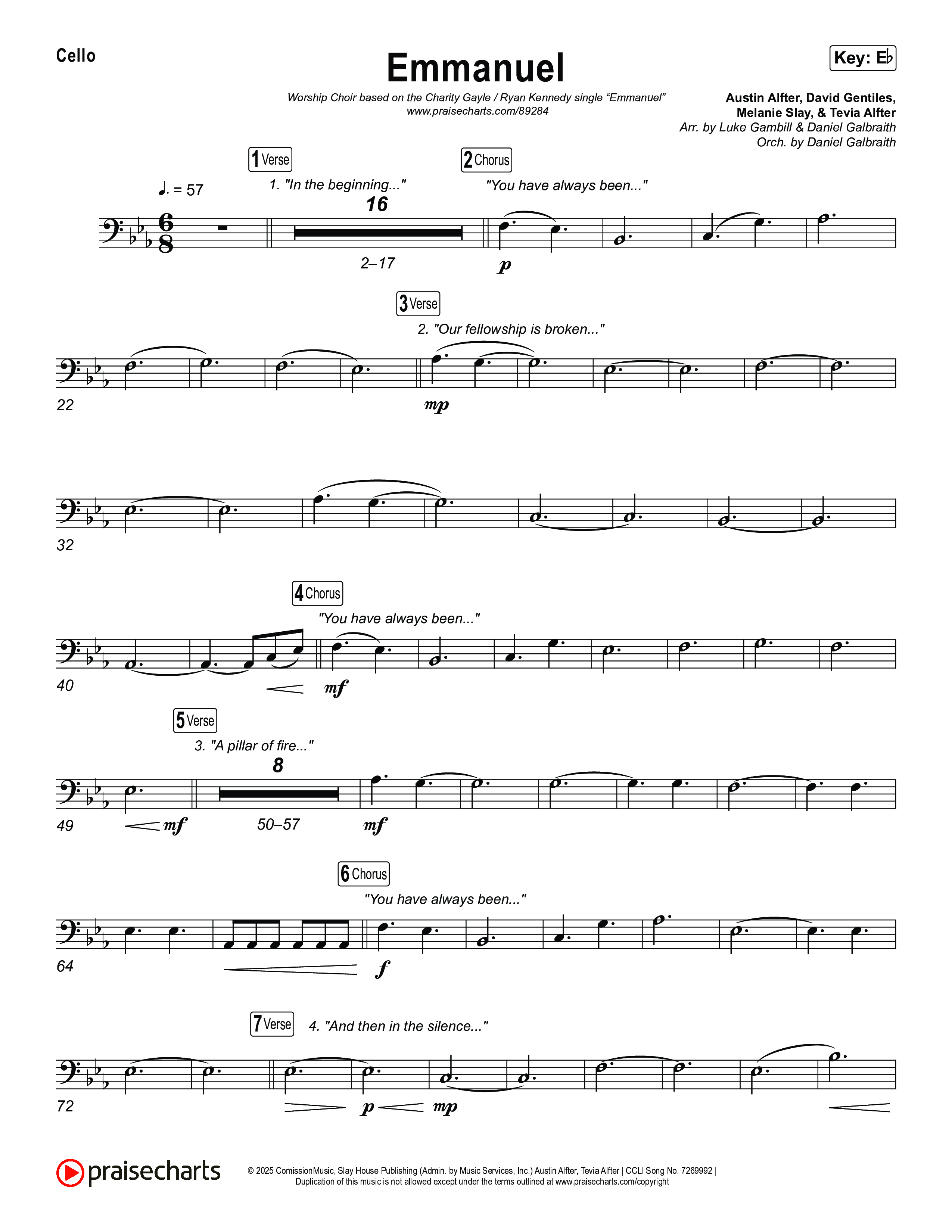 Emmanuel (Worship Choir/SAB) Cello (Charity Gayle / Ryan Kennedy / Arr. Luke Gambill)