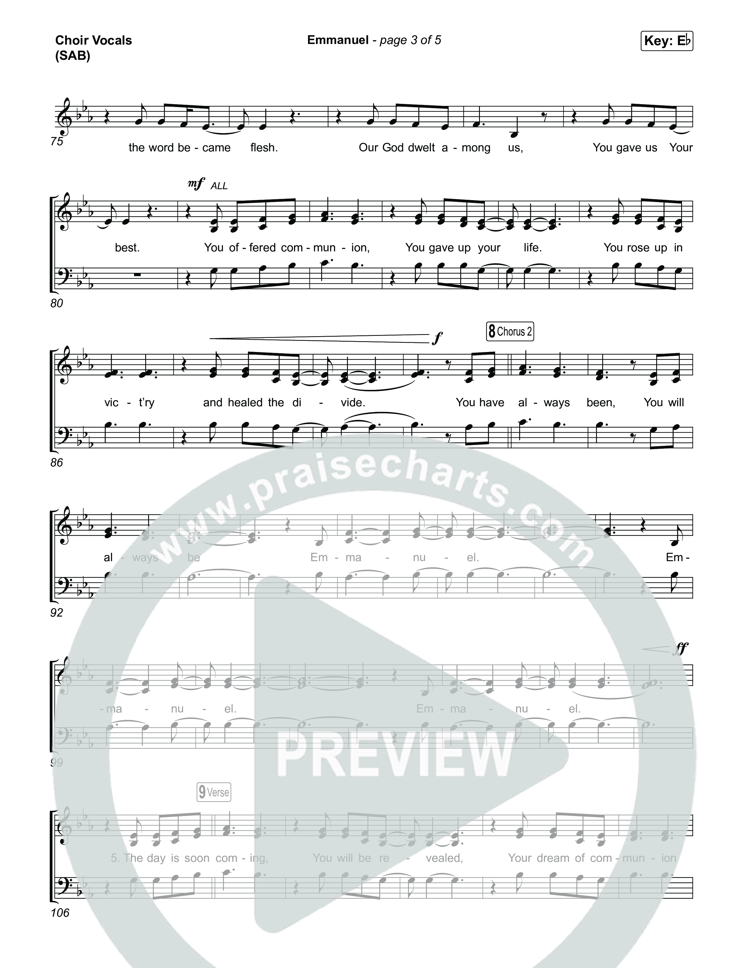 Emmanuel (Worship Choir/SAB) Choir Sheet (SAB) (Charity Gayle / Ryan Kennedy / Arr. Luke Gambill)