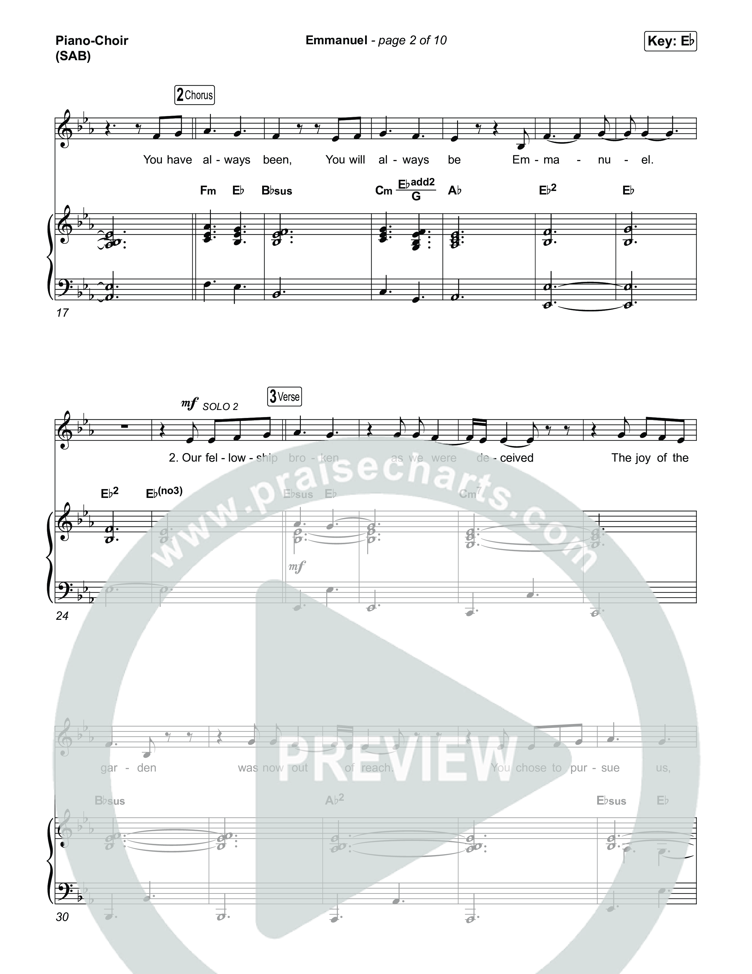 Emmanuel (Worship Choir/SAB) Piano/Choir (SAB) (Charity Gayle / Ryan Kennedy / Arr. Luke Gambill)