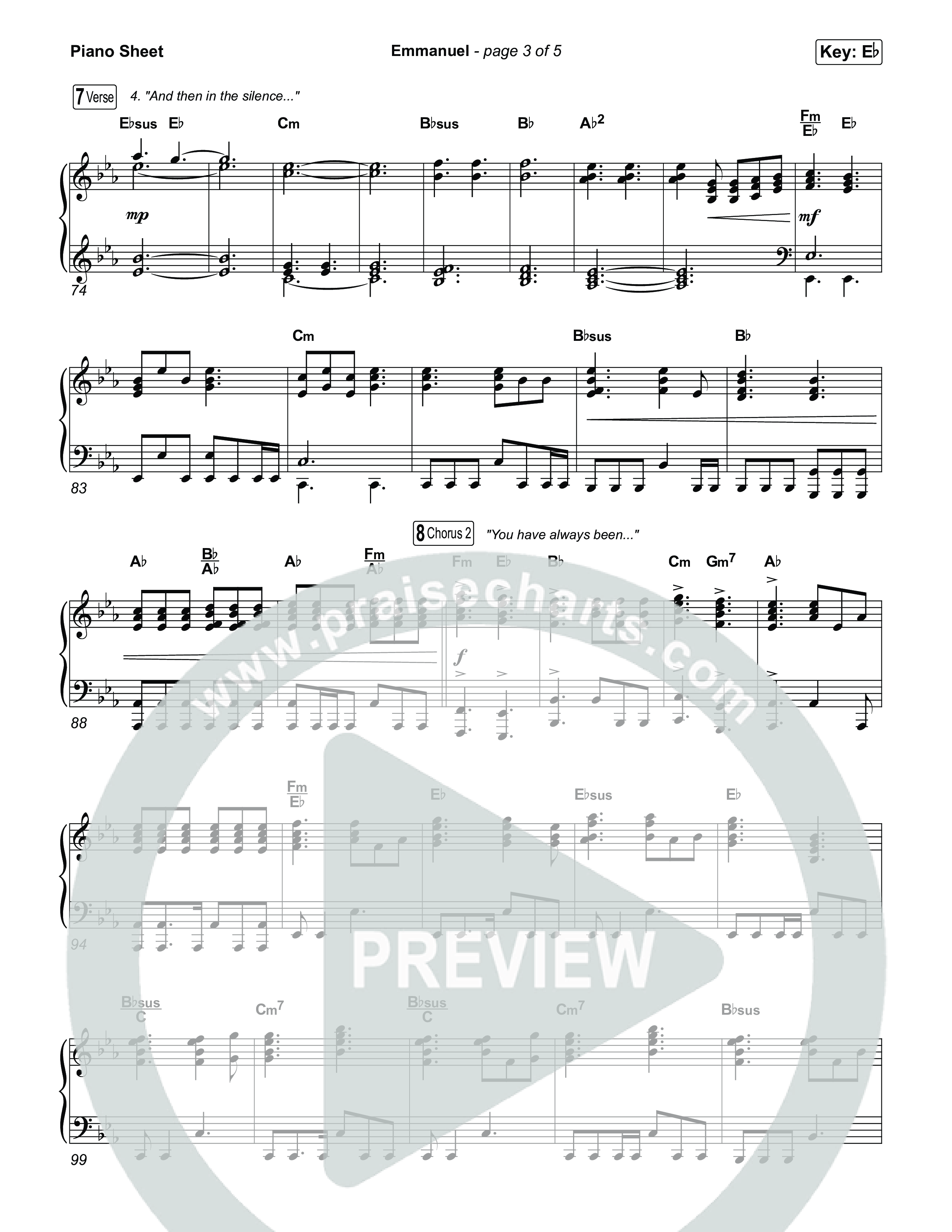 Emmanuel (Worship Choir/SAB) Piano Sheet (Charity Gayle / Ryan Kennedy / Arr. Luke Gambill)