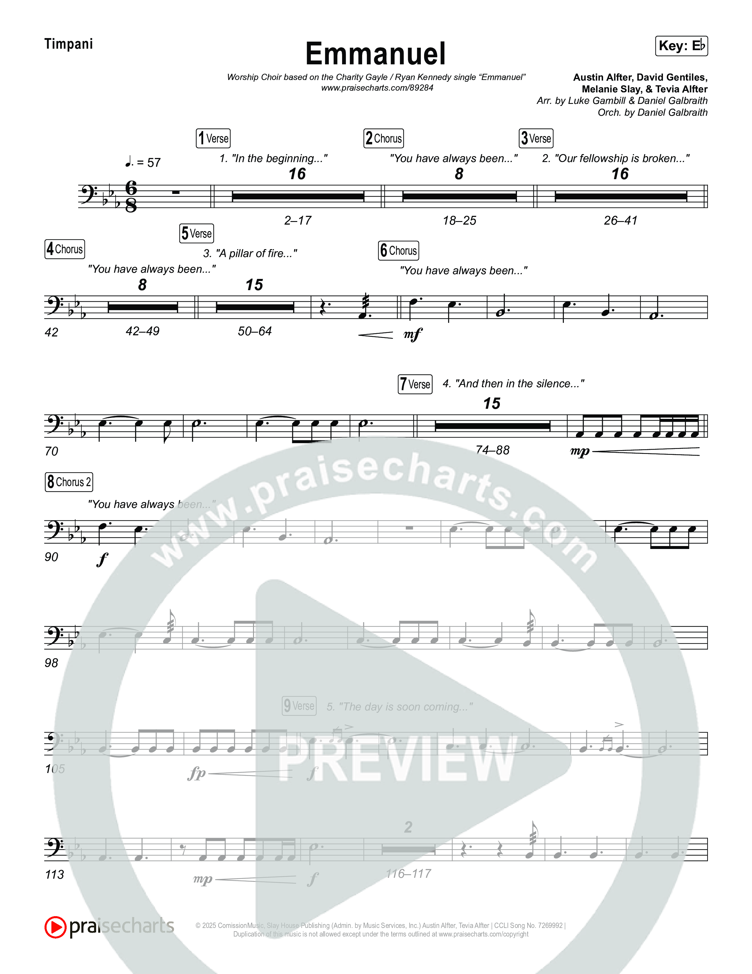 Emmanuel (Worship Choir/SAB) Timpani (Charity Gayle / Ryan Kennedy / Arr. Luke Gambill)