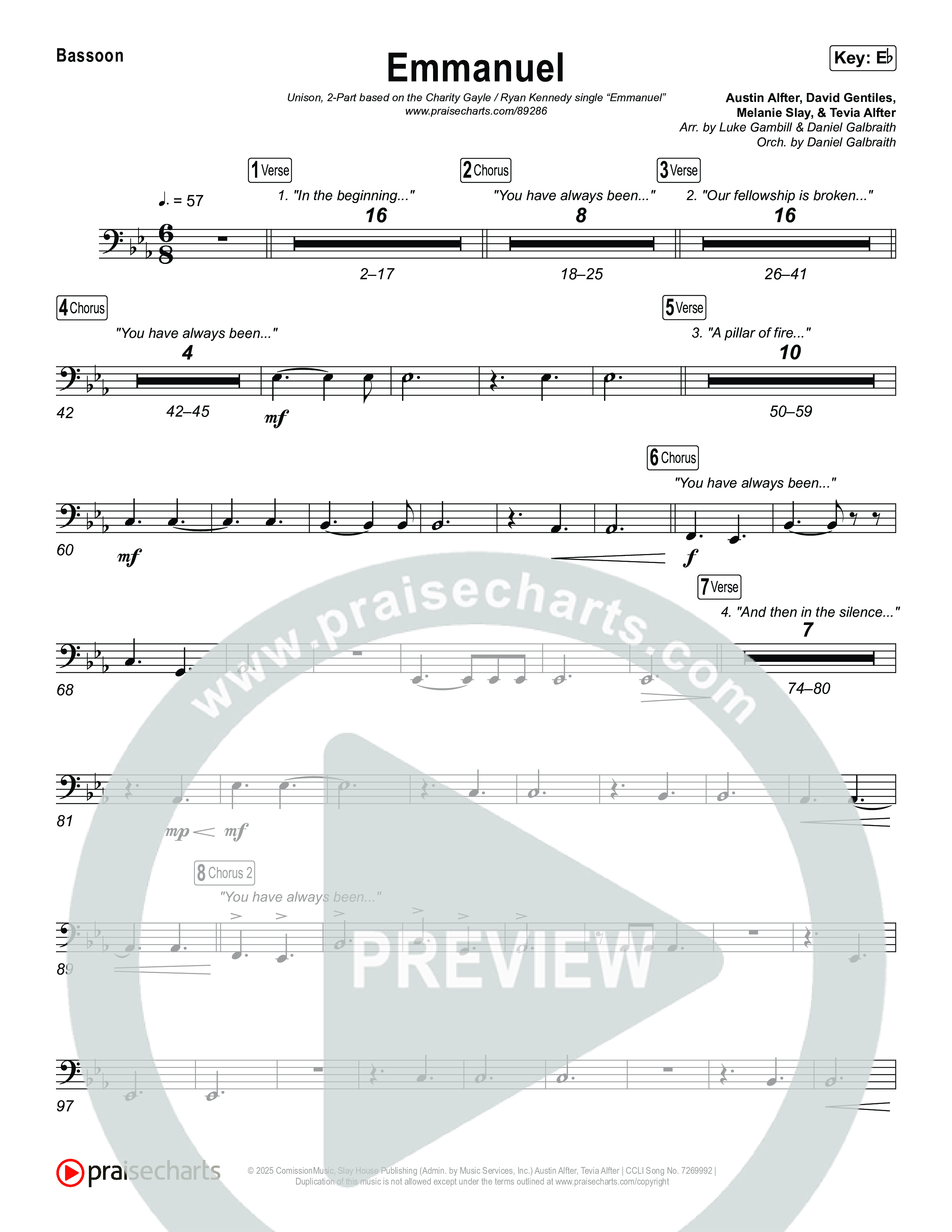 Emmanuel (Unison/2-Part) Bassoon (Charity Gayle / Ryan Kennedy / Arr. Luke Gambill)