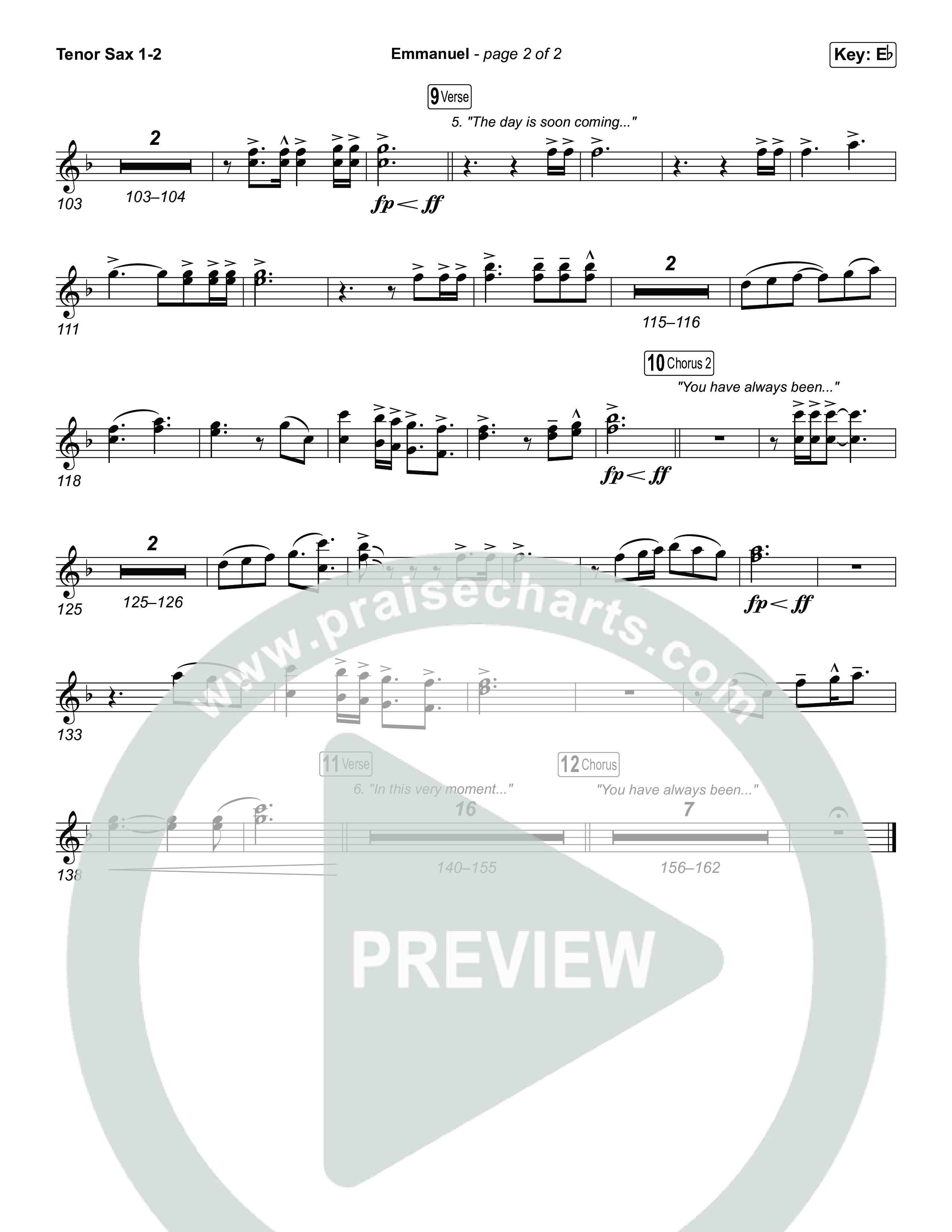 Emmanuel (Unison/2-Part) Tenor Sax 1/2 (Charity Gayle / Ryan Kennedy / Arr. Luke Gambill)