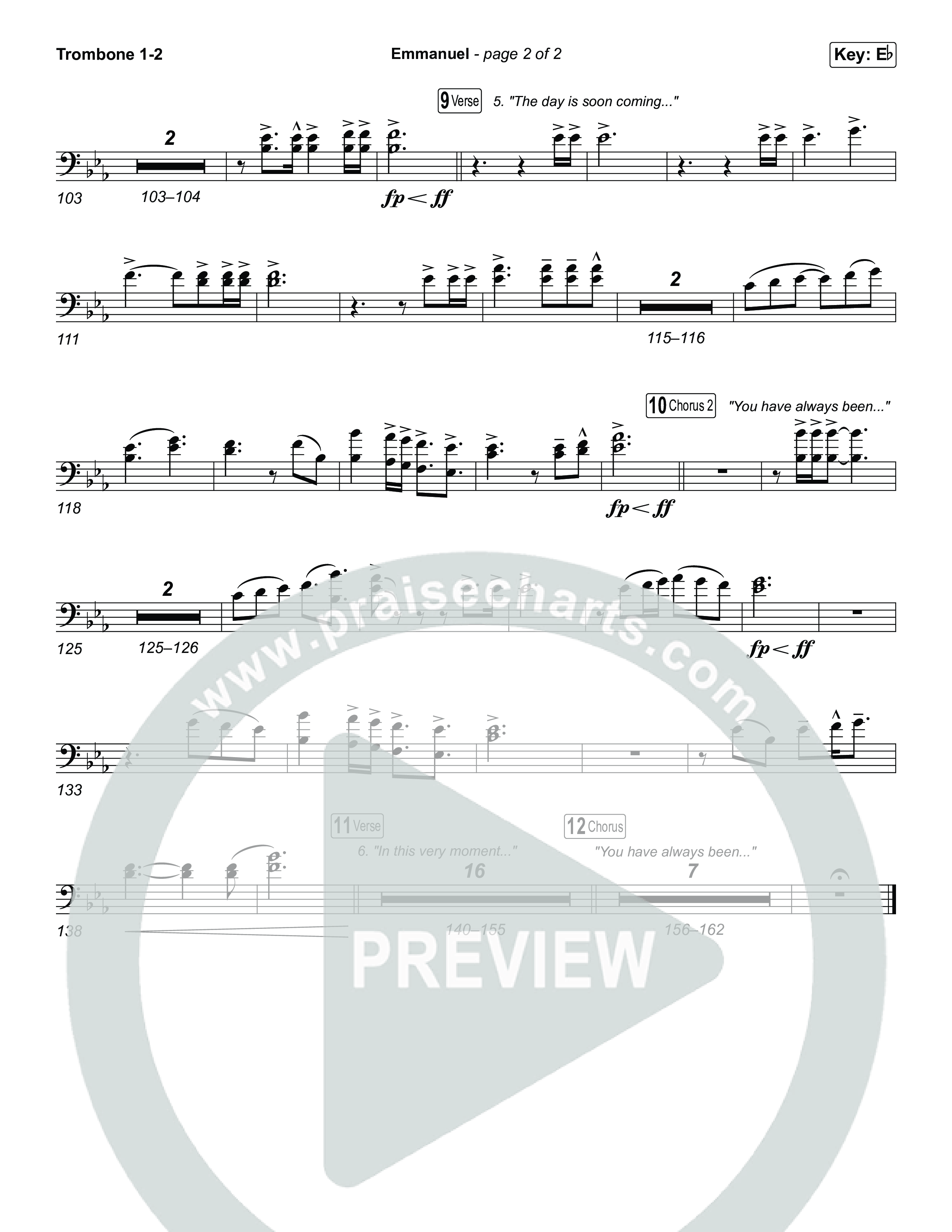 Emmanuel (Unison/2-Part) Trombone 1/2 (Charity Gayle / Ryan Kennedy / Arr. Luke Gambill)