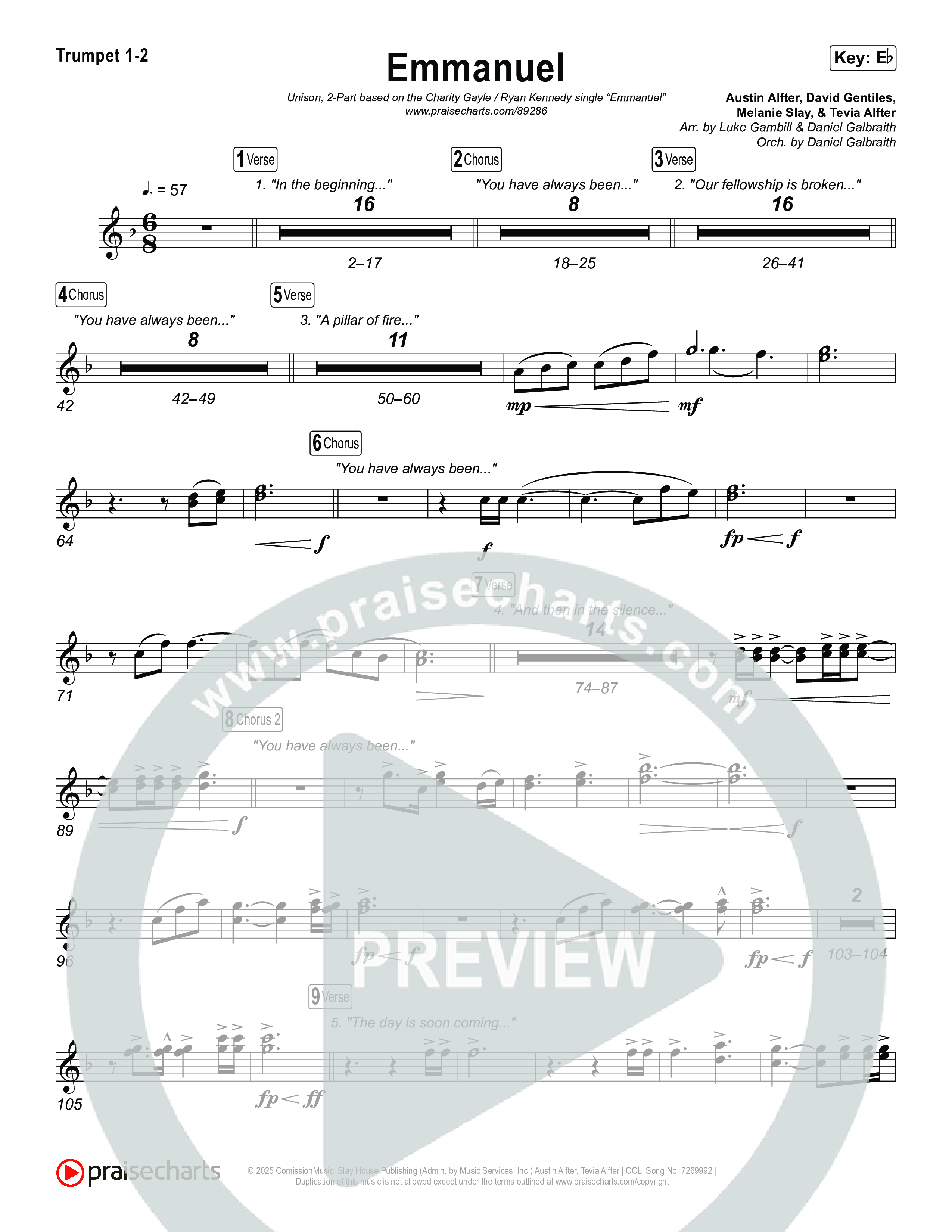 Emmanuel (Unison/2-Part) Brass Pack (Charity Gayle / Ryan Kennedy / Arr. Luke Gambill)
