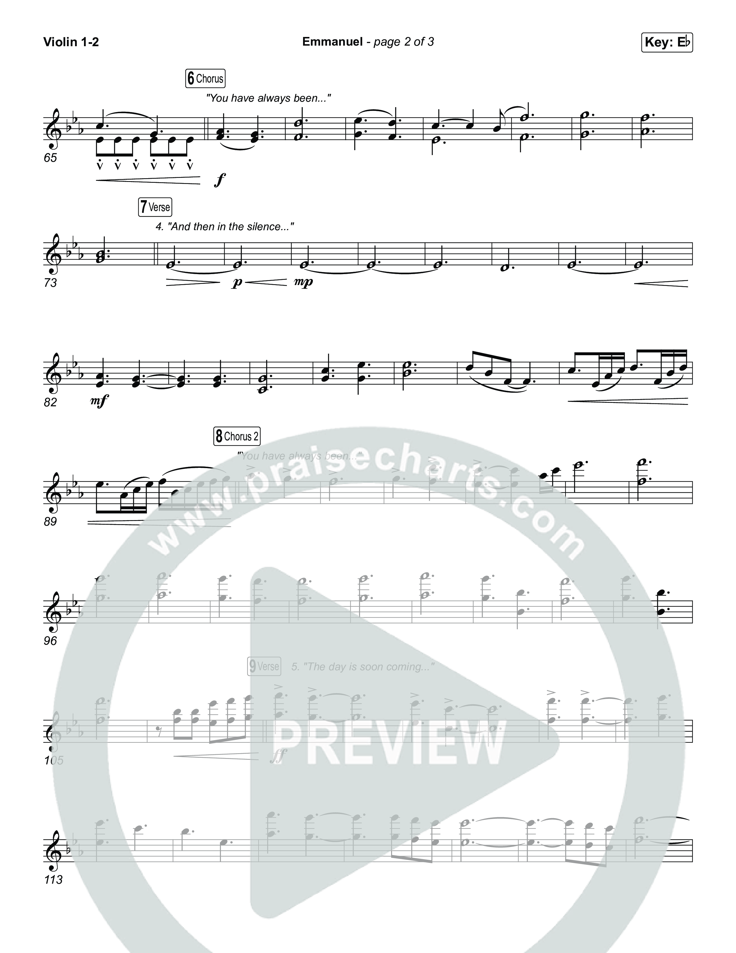 Emmanuel (Unison/2-Part) Violin 1/2 (Charity Gayle / Ryan Kennedy / Arr. Luke Gambill)