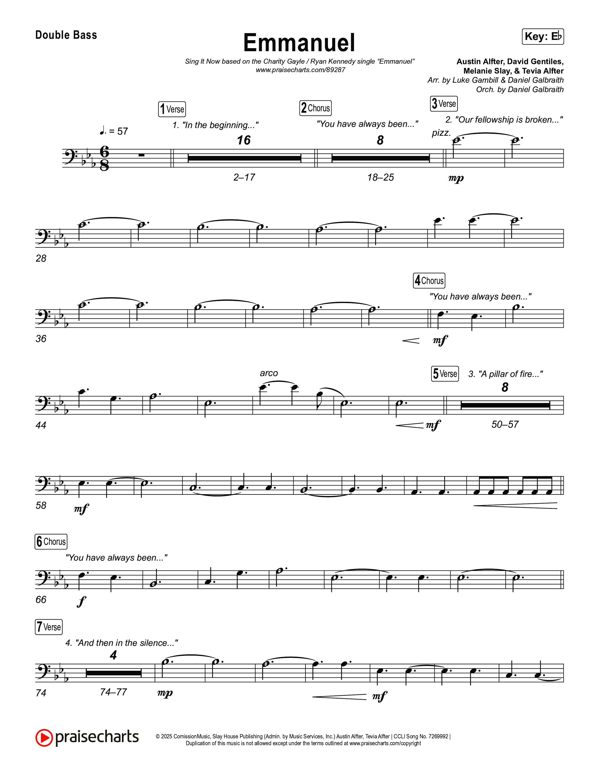 Emmanuel (Sing It Now) Double Bass (Charity Gayle / Ryan Kennedy / Arr. Luke Gambill)