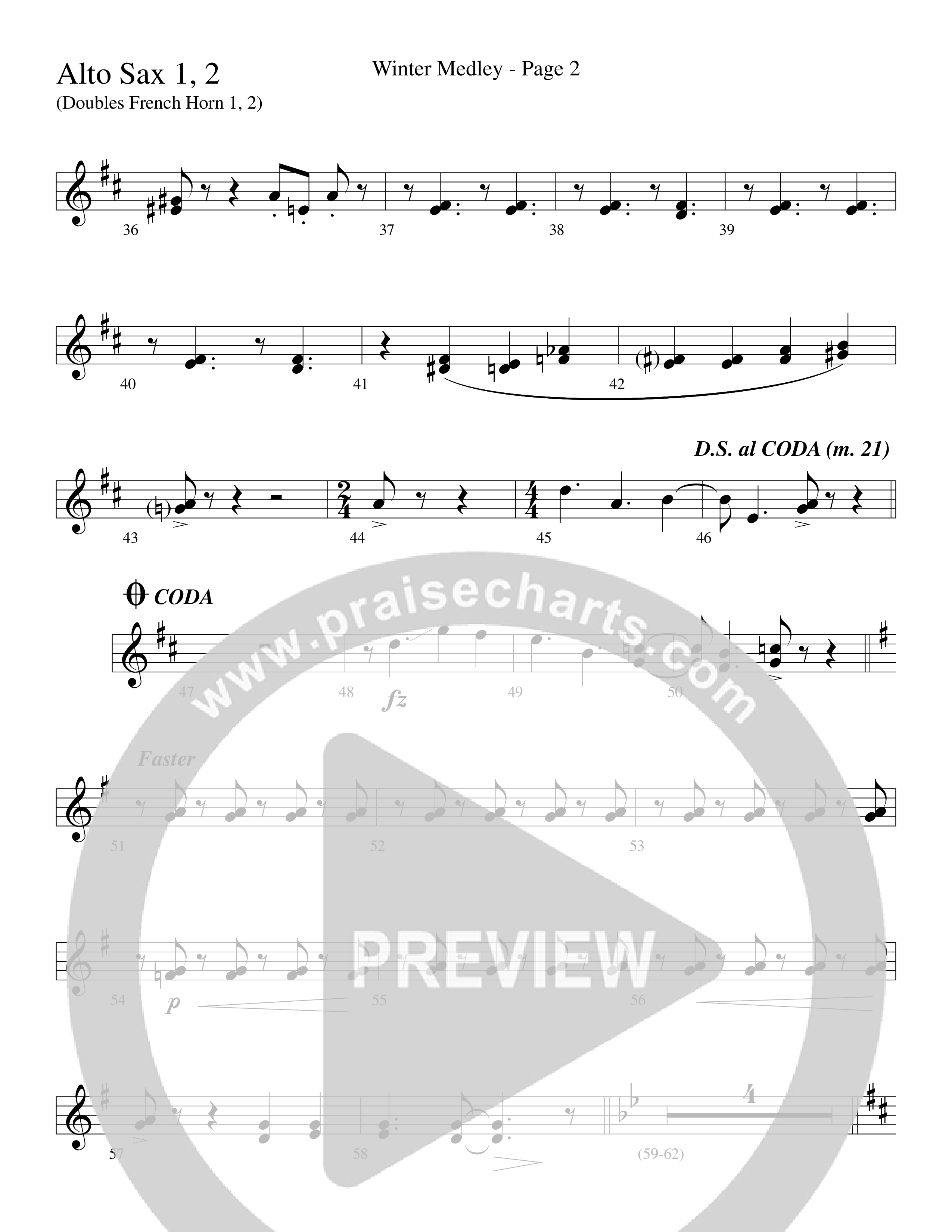 Winter Medley (with Sleigh Ride, Jingle Bells (Come On We're Going For A Sleigh Ride, Jingle Bells) (Choral Anthem SATB) Alto Sax (Word Music Choral / Arr. Lari Goss)