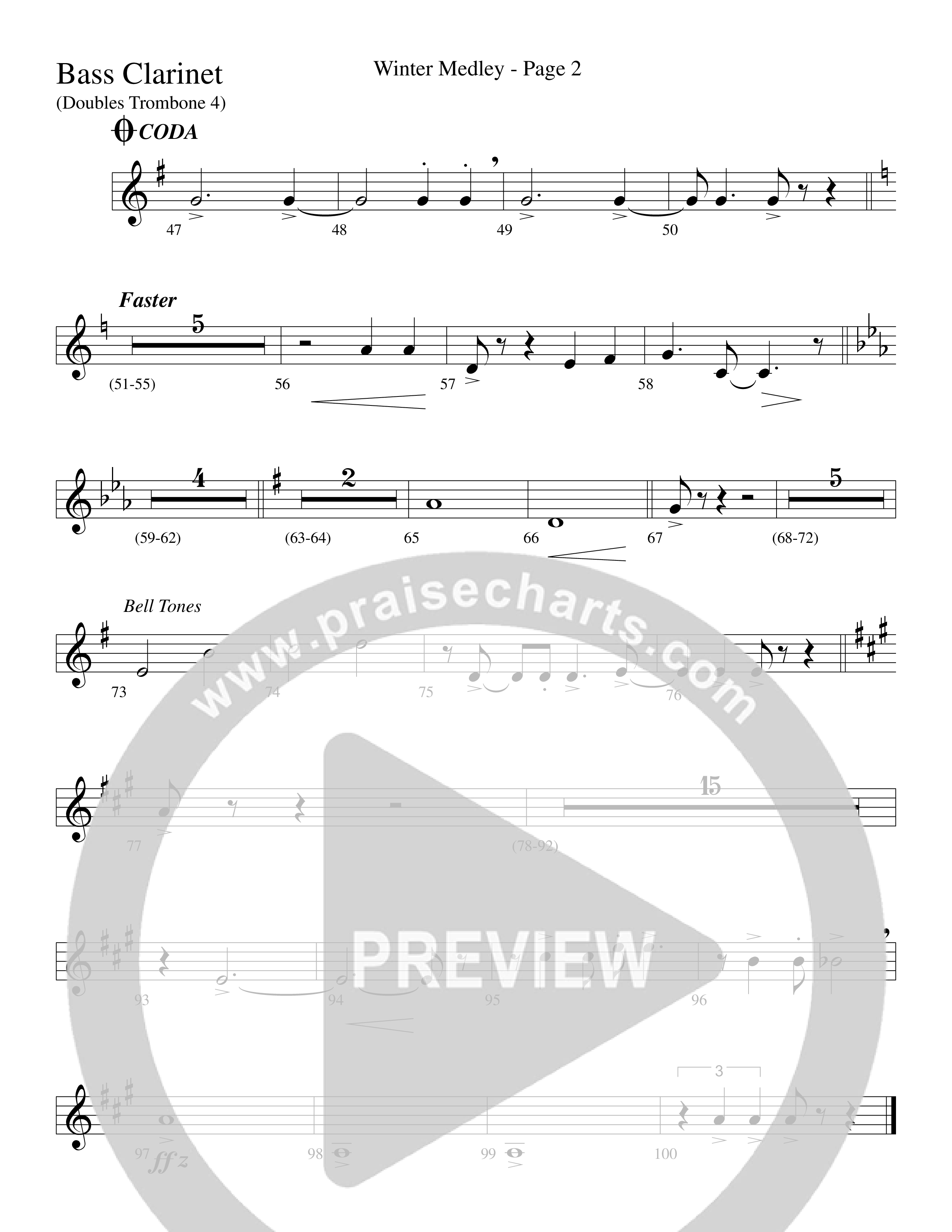 Winter Medley (with Sleigh Ride, Jingle Bells (Come On We're Going For A Sleigh Ride, Jingle Bells) (Choral Anthem SATB) Bass Clarinet (Word Music Choral / Arr. Lari Goss)