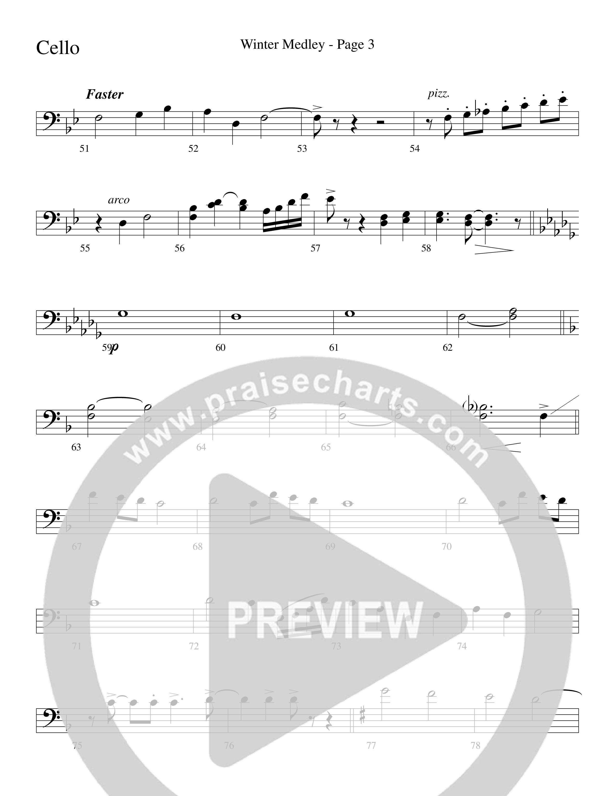 Winter Medley (with Sleigh Ride, Jingle Bells (Come On We're Going For A Sleigh Ride, Jingle Bells) (Choral Anthem SATB) Cello (Word Music Choral / Arr. Lari Goss)