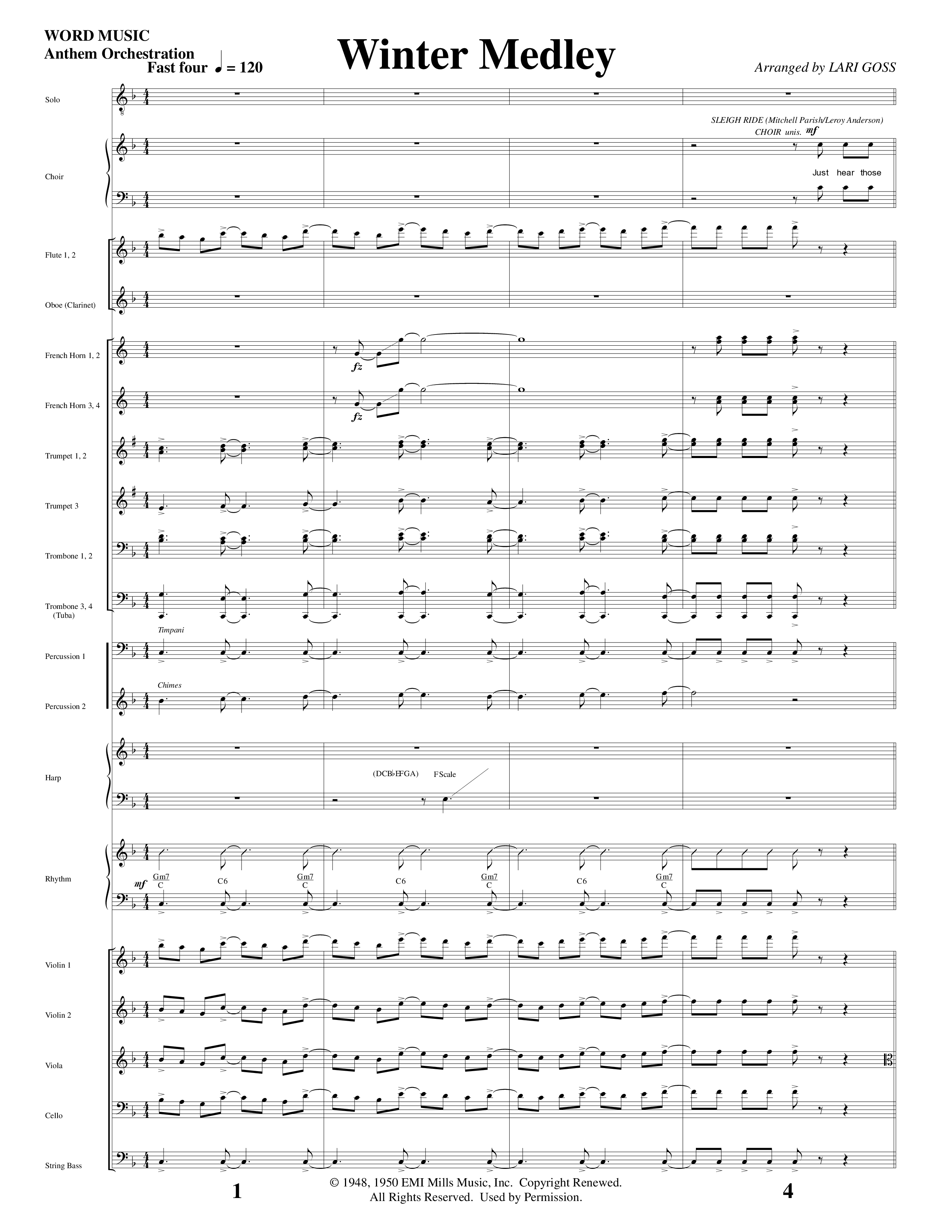 Winter Medley (with Sleigh Ride, Jingle Bells (Come On We're Going For A Sleigh Ride, Jingle Bells) (Choral Anthem SATB) Conductor's Score (Word Music Choral / Arr. Lari Goss)