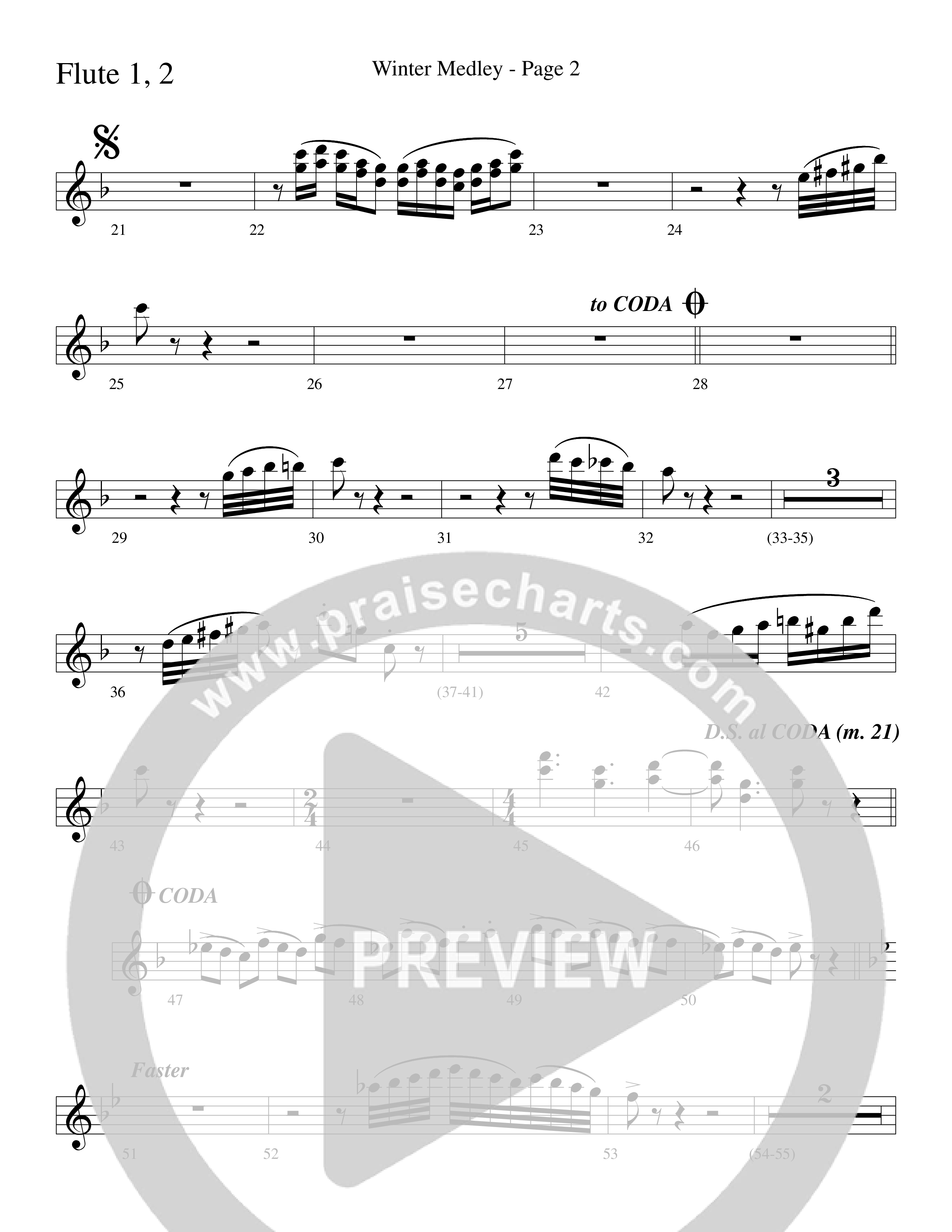 Winter Medley (with Sleigh Ride, Jingle Bells (Come On We're Going For A Sleigh Ride, Jingle Bells) (Choral Anthem SATB) Flute 1/2 (Word Music Choral / Arr. Lari Goss)