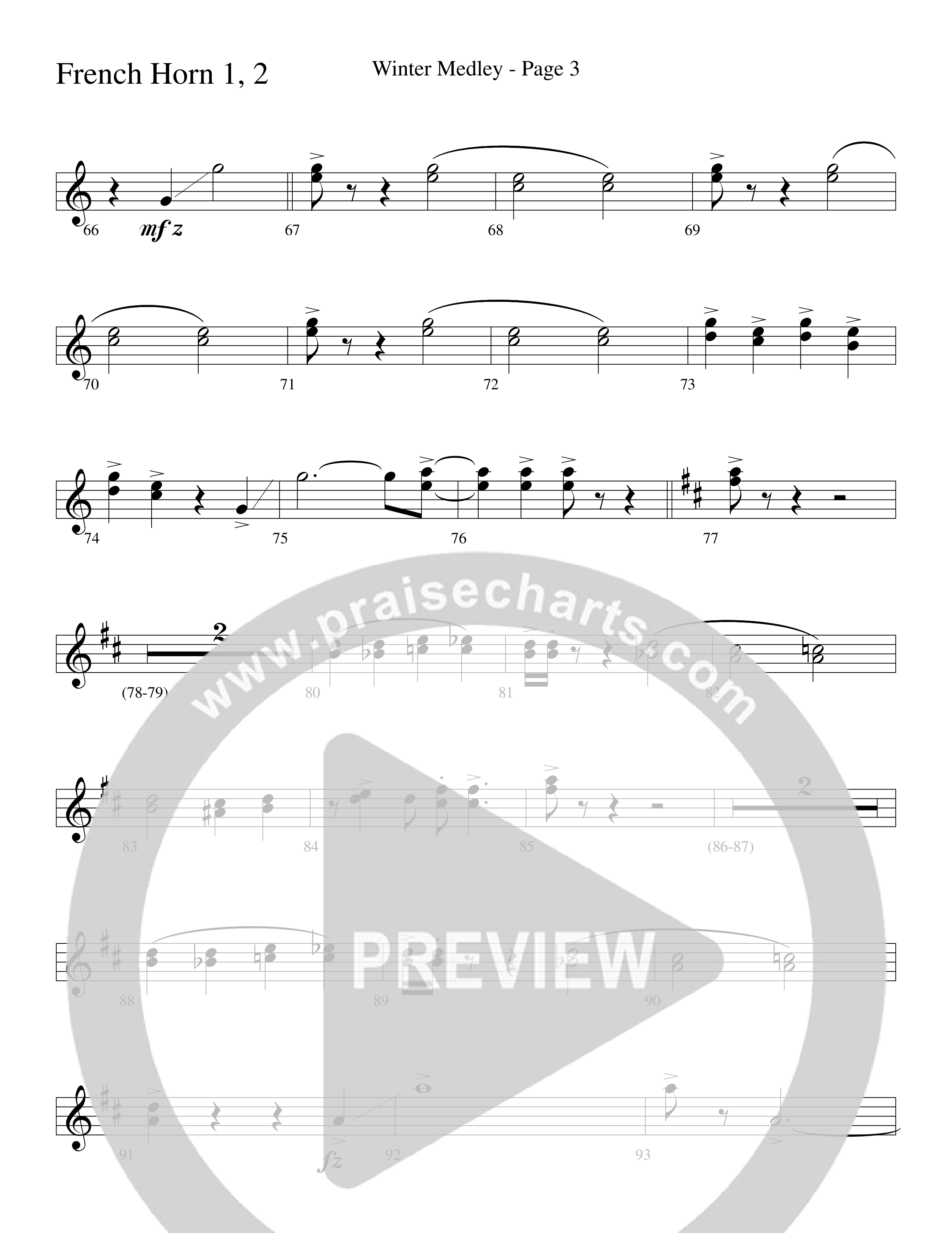 Winter Medley (with Sleigh Ride, Jingle Bells (Come On We're Going For A Sleigh Ride, Jingle Bells) (Choral Anthem SATB) French Horn (Word Music Choral / Arr. Lari Goss)